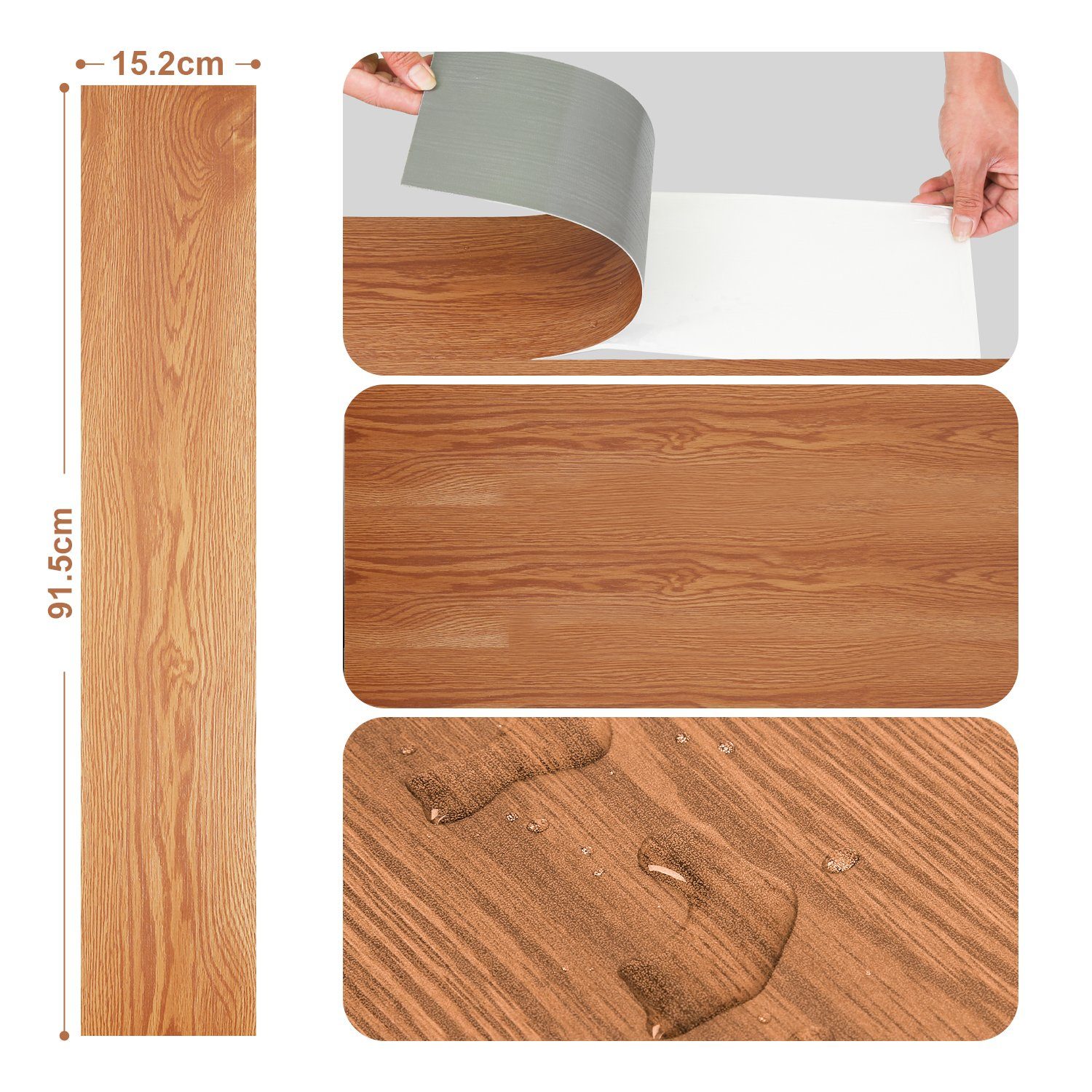 selbstklebend Vinylplanke cmx15,2cm, Planken, Vinylboden selbstklebend,selbstklebende 91,4 Classic Oak Warm Gimisgu Größe