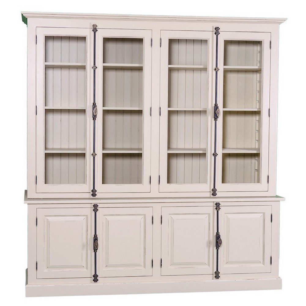 Massivholzmoebel-Becker Bücherwand Großer Wohnzimmer Schrank aus Massivholz - Vintage Geschirrschrank