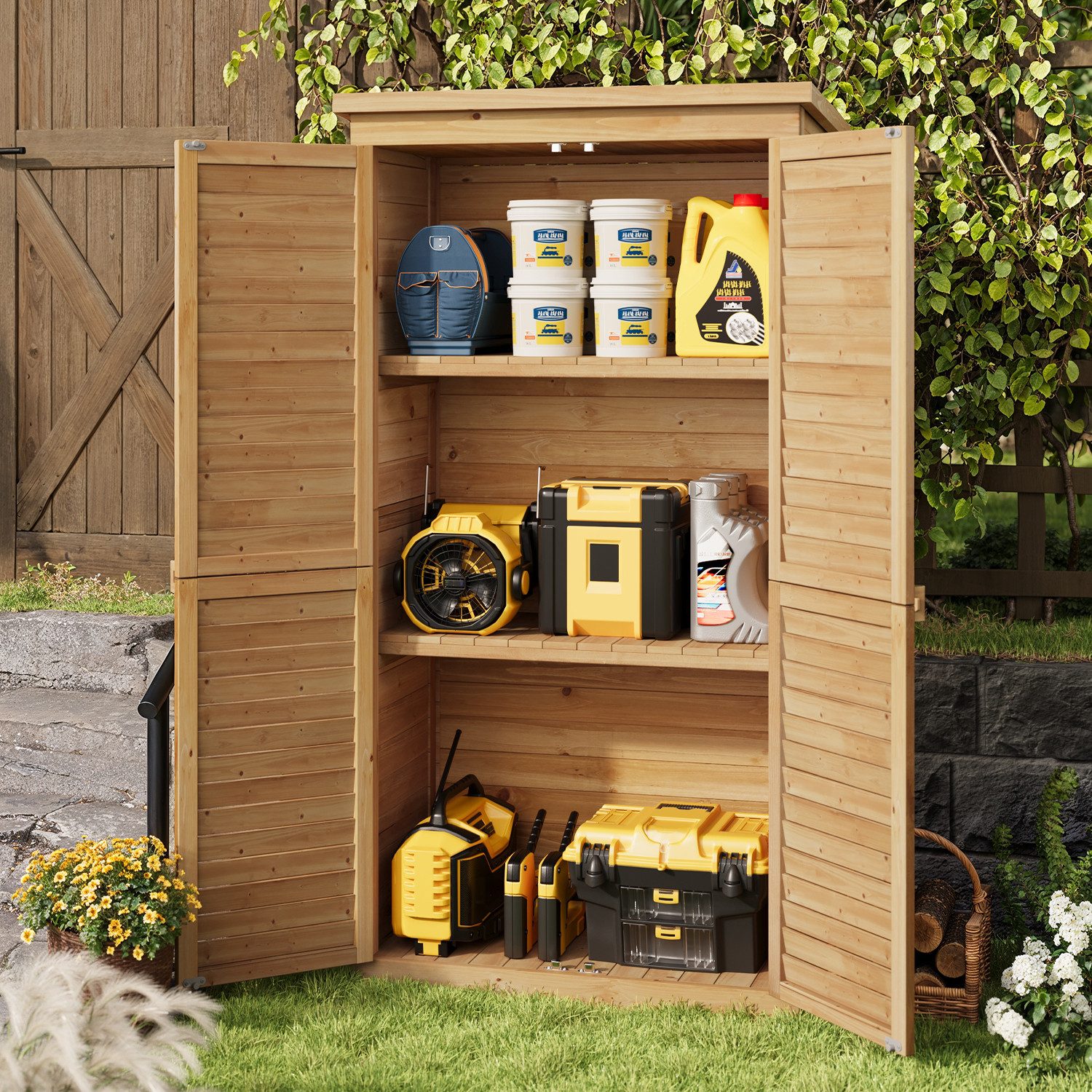 Bealife Gartenhaus Gartenschrank, Holz, wetterfest, mit günstig online kaufen