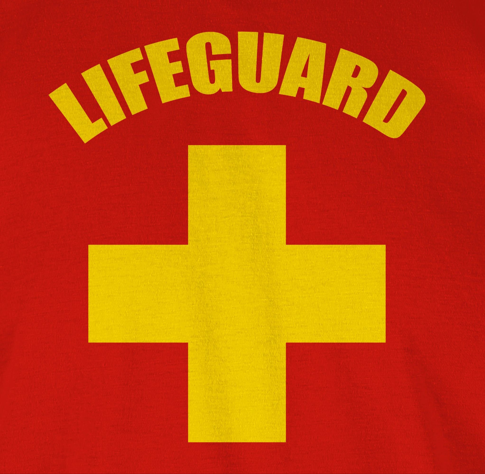 Shirtracer Rettungsschwimmer Outfit T-Shirt Rot Karneval Lifeguard Wasserrettung Baywatch 1