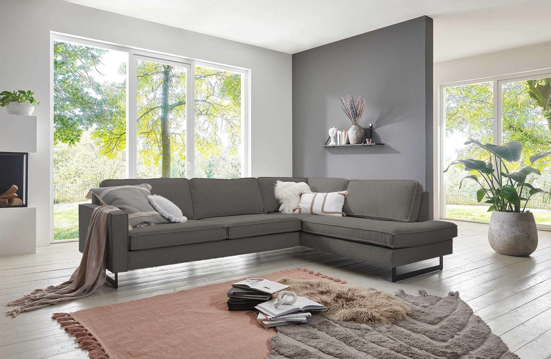 Places of Style Ecksofa "Pinto, 290 cm, Cord, Chenille, Lederoptik, Ottoman günstig online kaufen
