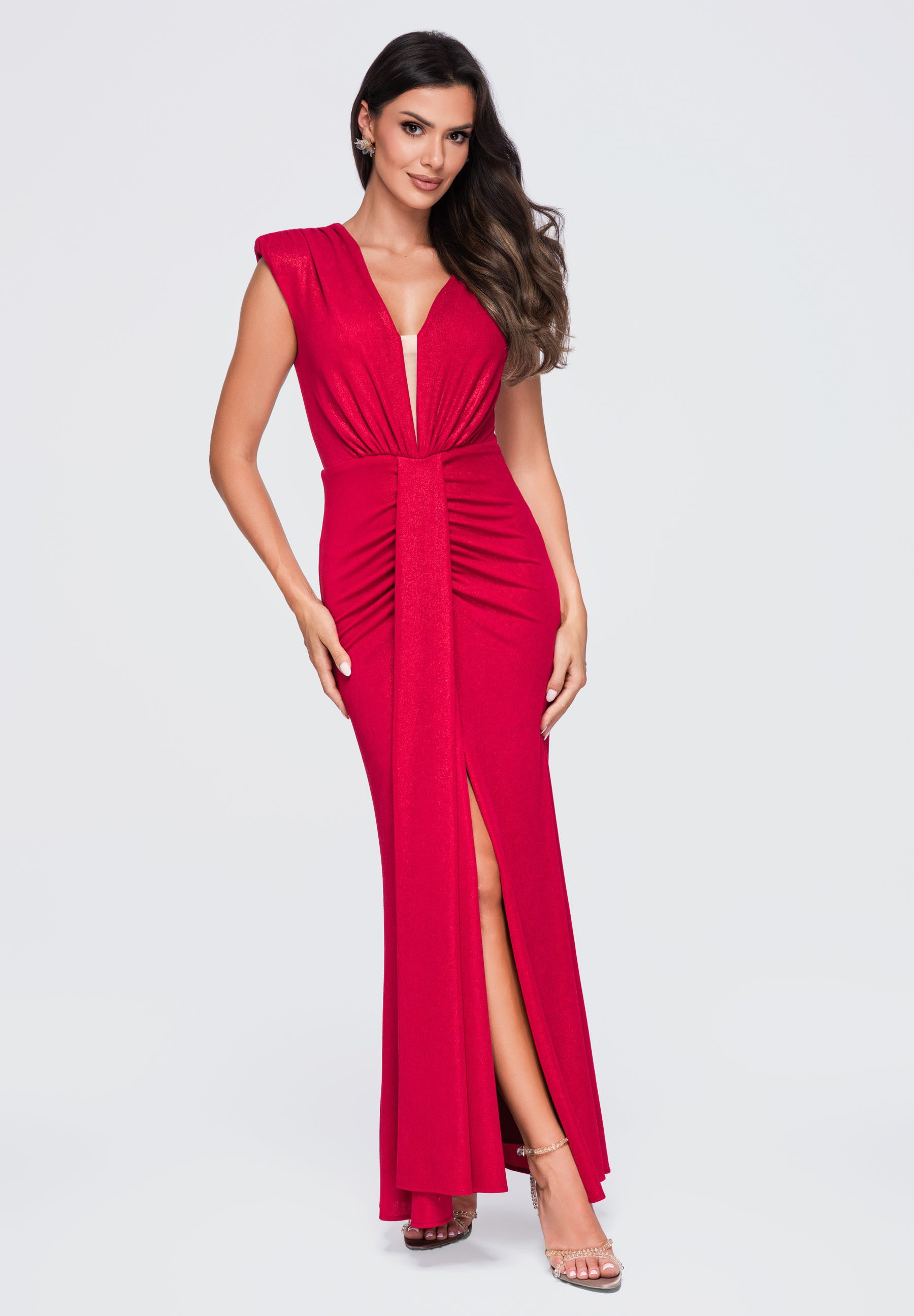 OMBRE Abendkleid Dress LA-OM-DLR412 black XS Rot M (kein Set, 1-tlg) in Unifarbe