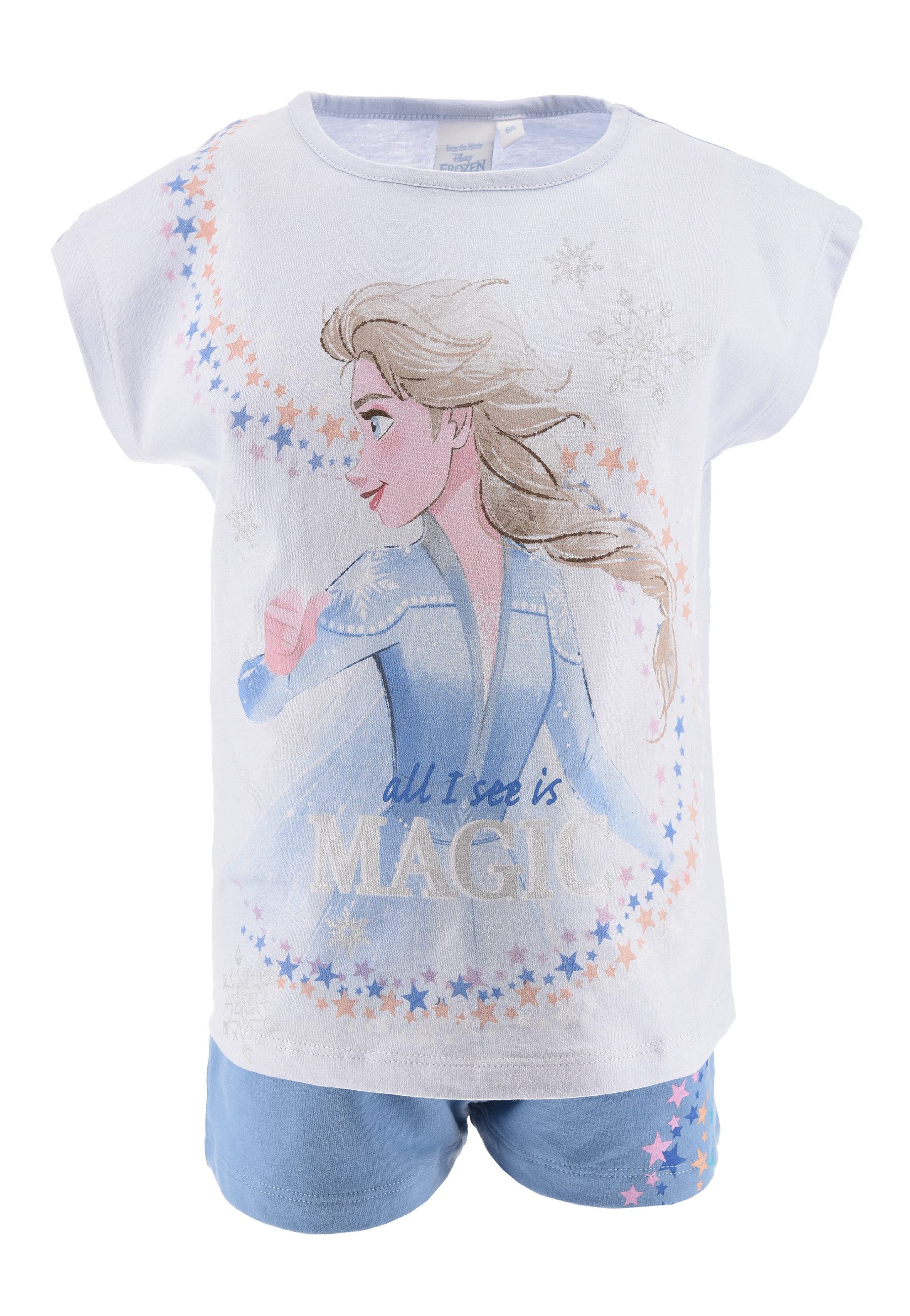 Disney Frozen T-Shirt & Shorts Bekleidungs-Set Eiskönigin Anna &Elsa (SET, 2-tlg)