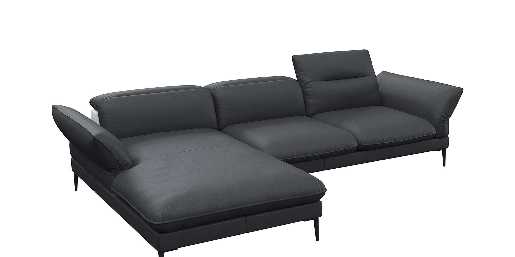 FLEXLUX Ecksofa Salino, Funktionssofa mit Recamiere, Relaxsofa, Ecksofa, Sofa mit Arm- und Kopfteil-Verstellungen, Kaltschaum & Stahl-Wellen
