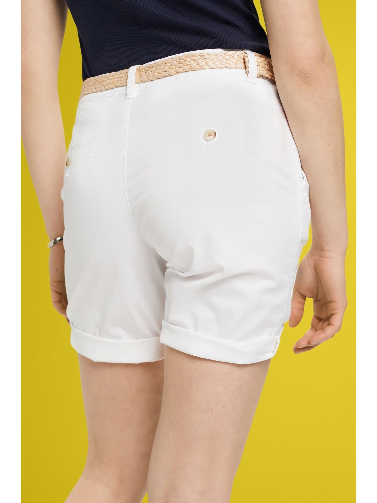 Esprit Shorts Shorts mit Raffia-Flechtgürtel (1-tlg) WHITE