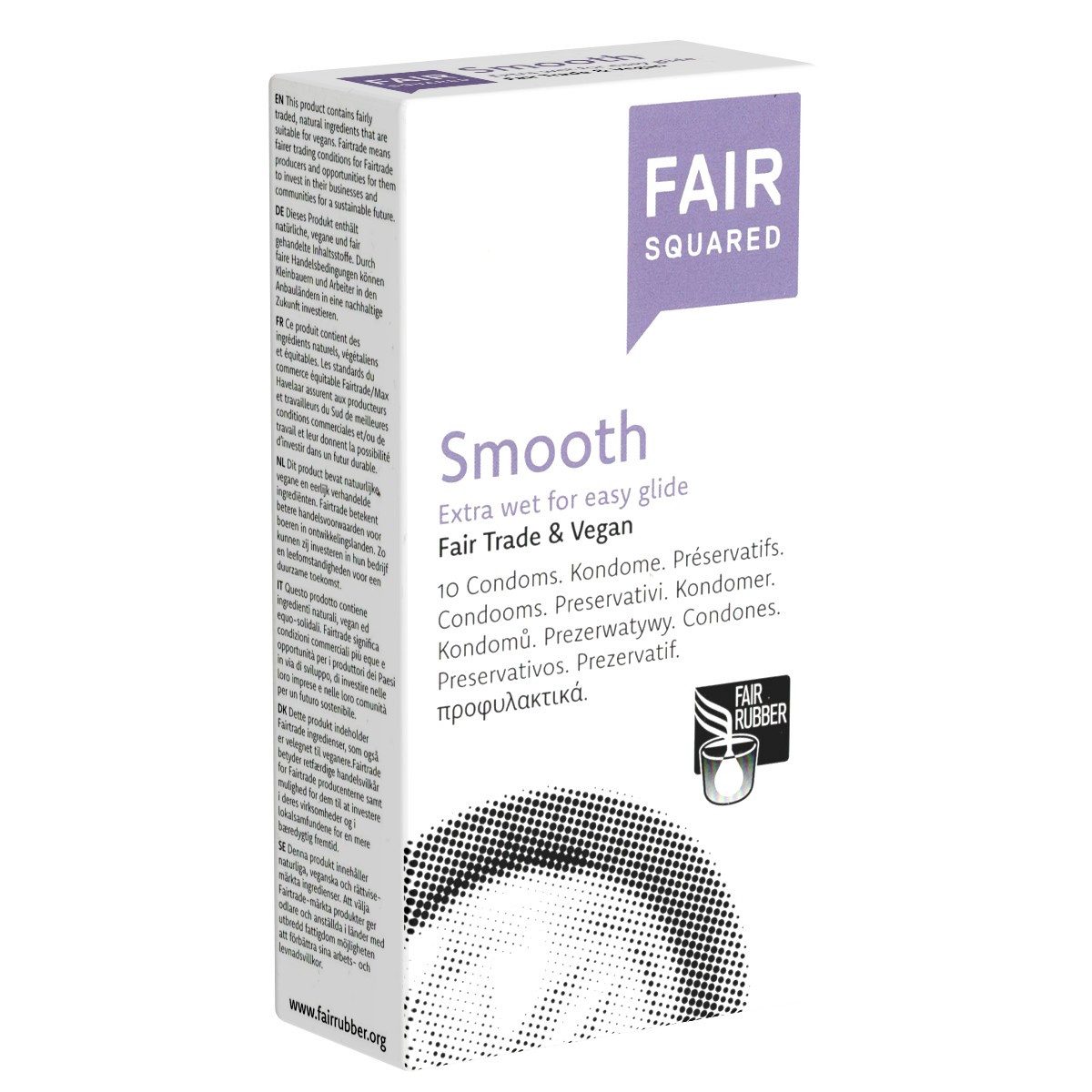 Fair Squared Kondome Smooth Packung mit, 10 St., vegane und extra feuchte Fair-Trade-Kondome