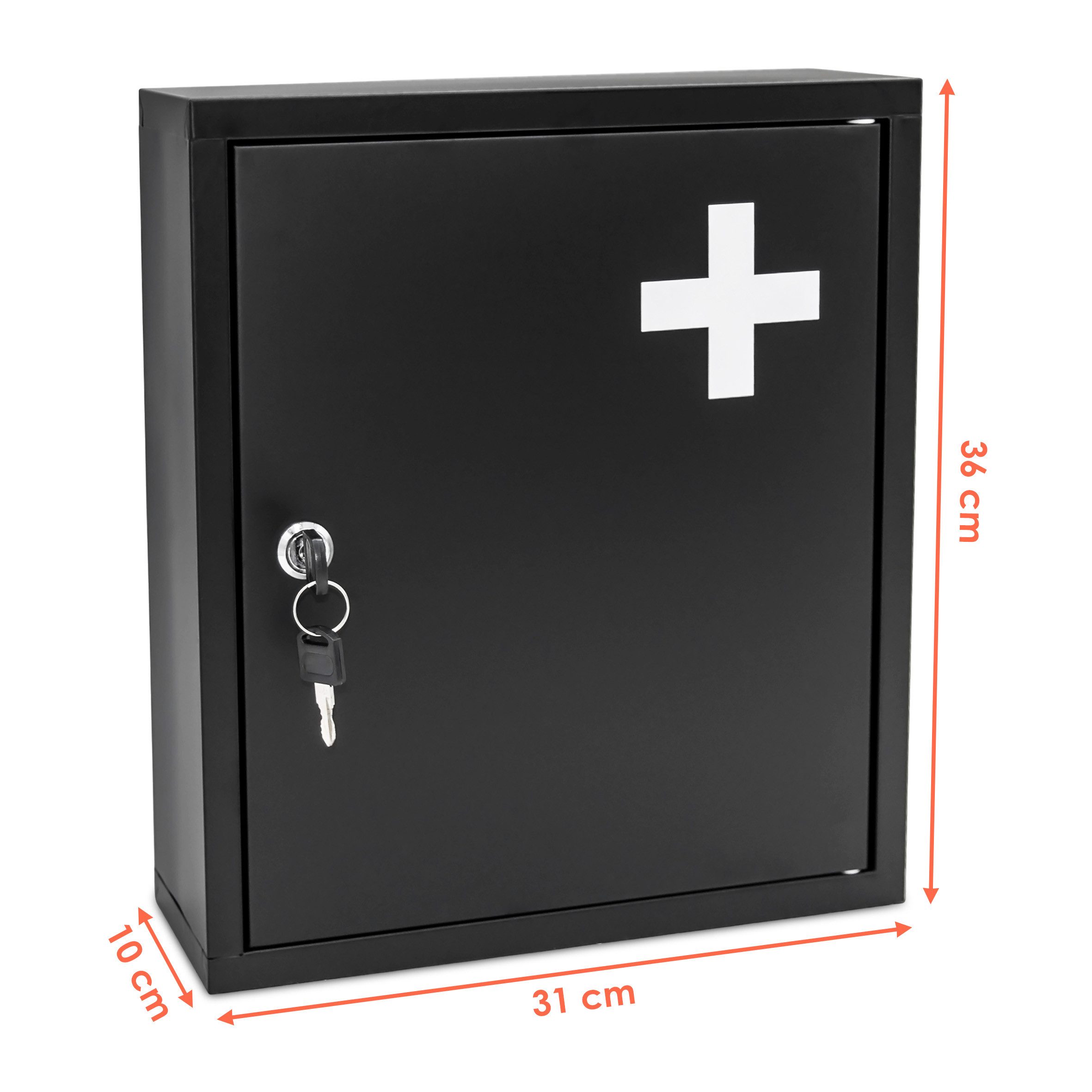 Spetebo Medizinschrank Metall Medizinschrank - 36 x 31 cm - Arzneischrank mit 2 Fächern (Anzahl, 1-St., Stück) abschließbar