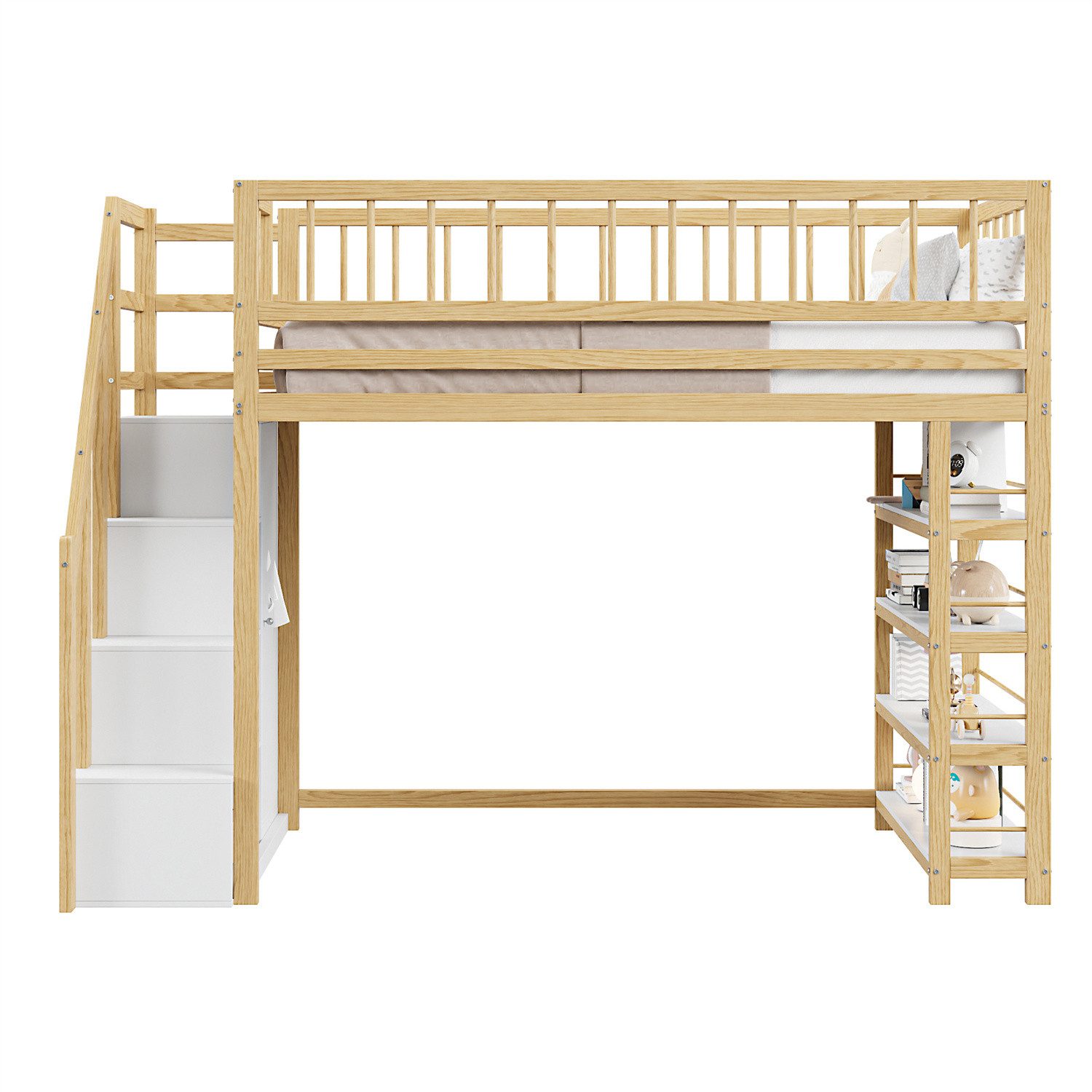 autolock Hochbett Hochbett, Regalen, Massivholzbett, 90 günstig online kaufen