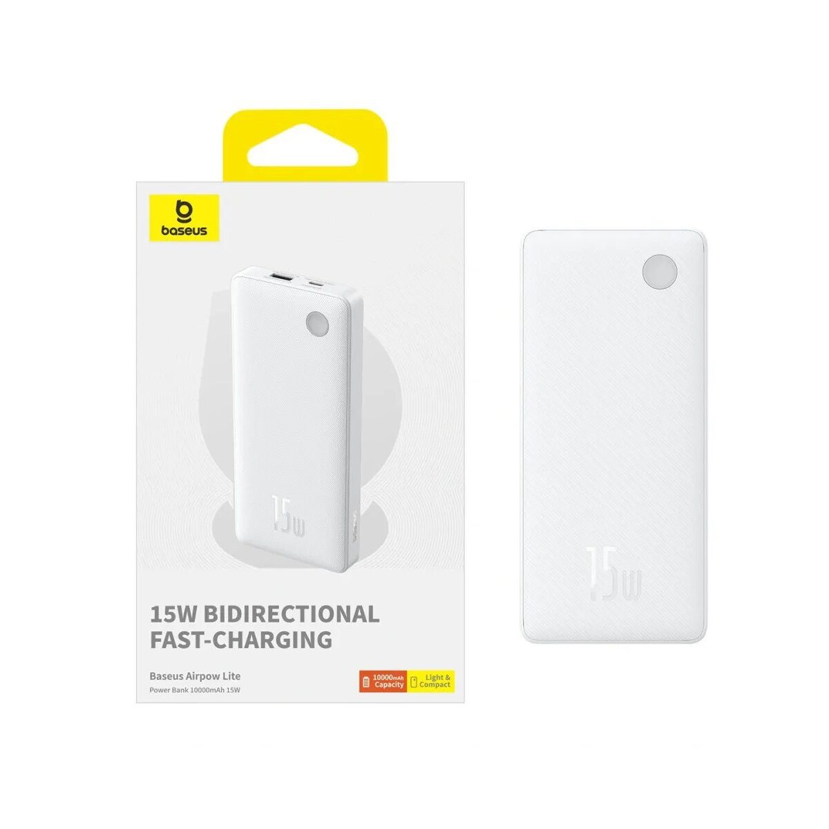 Baseus Baseus Airpow Lite 10000mAh Powerbank 15W Kabel Weiß Powerbank