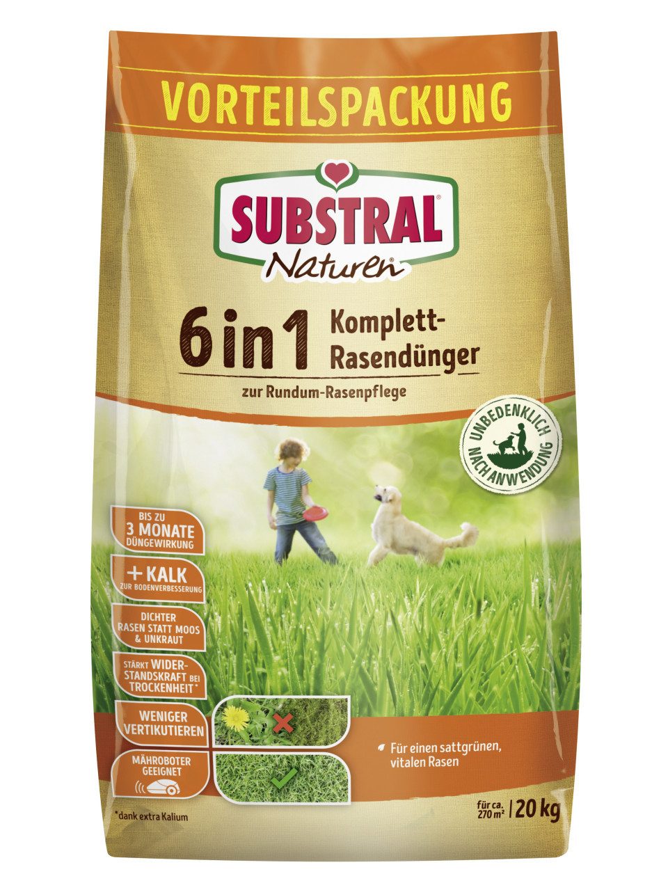Substral Rasendünger Substral Naturen 6 in 1 Komplett-Rasendünger f.