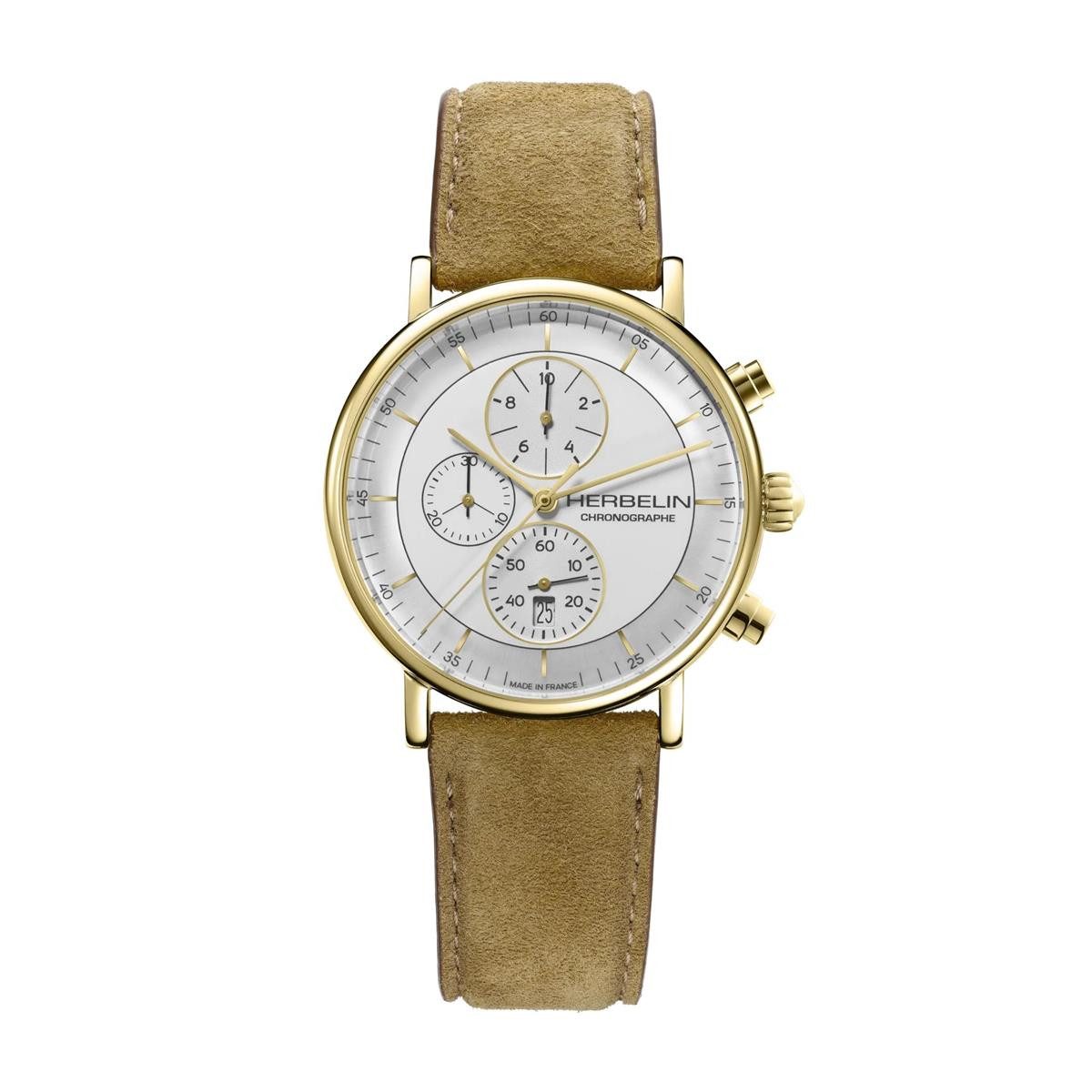 Michel Herbelin Schweizer Uhr Michel Herbelin Armbanduhr Inspiration Chrono 35647P12SU vergoldet, (1-tlg)