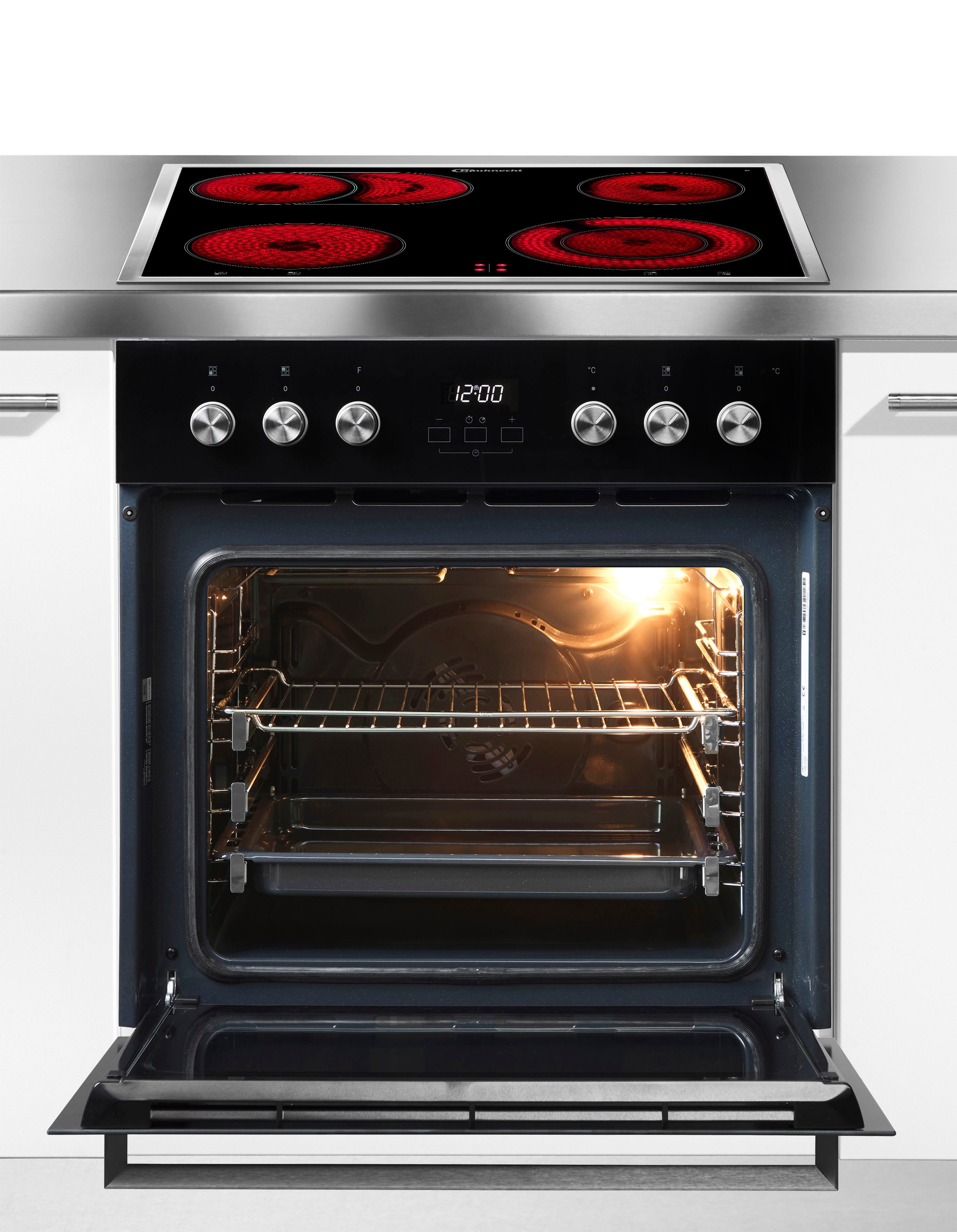 BAUKNECHT Elektro-Herd-Set HEKO Hydro 8830S, mit 3-fach-Teleskopauszug, Hydrolyse, SoftClose – schließt die Tür lautlos und komfortabel