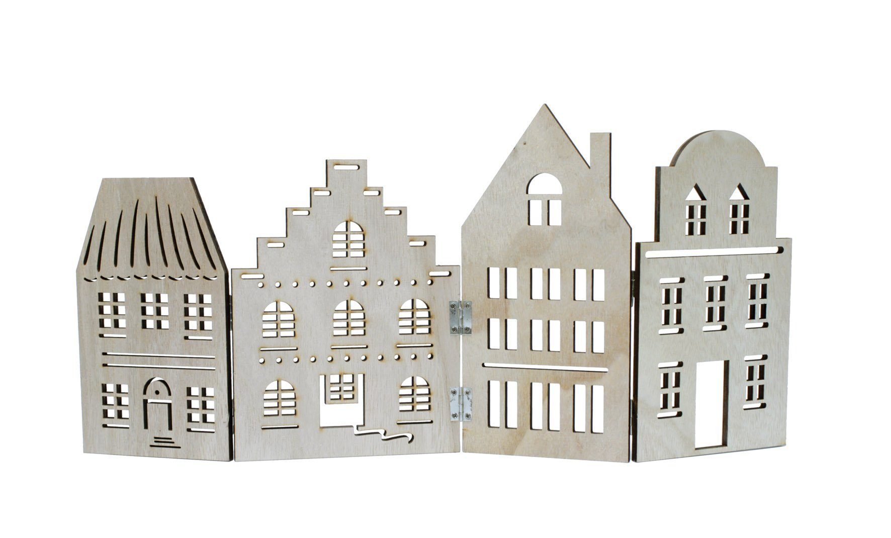 Dekoobjekt Deko Häuserzeile aus Holz natur - 52 x 24 cm
