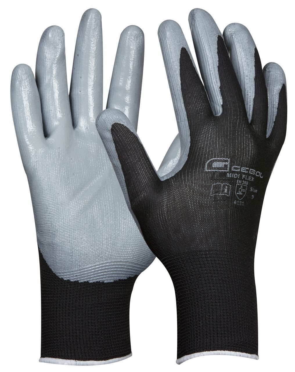 Gebol Arbeitshandschuhe Gebol Handschuh Midi Flex schwarz-grau