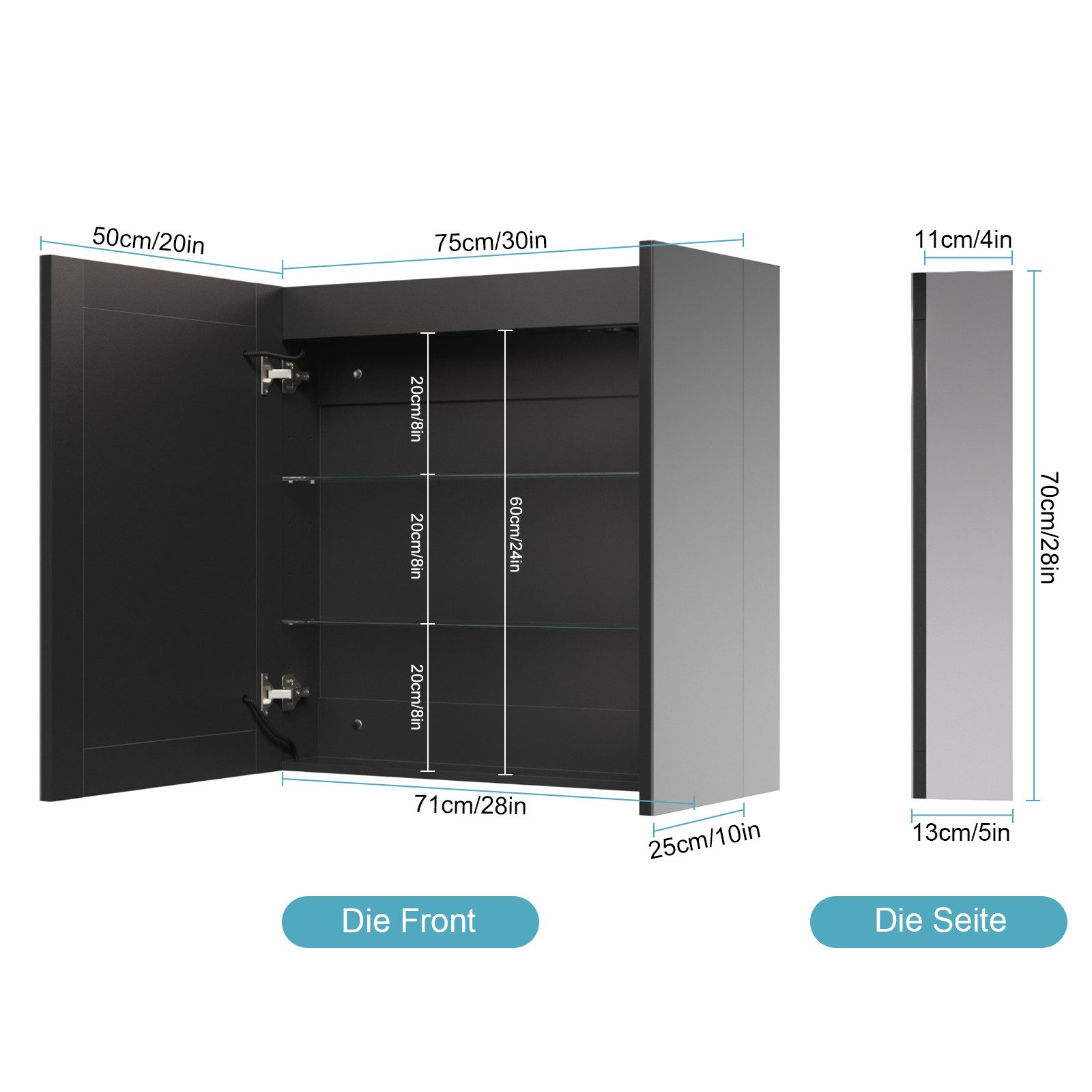 TWSOUL Badezimmerspiegelschrank Spiegelschrank Bad mit LED günstig online kaufen