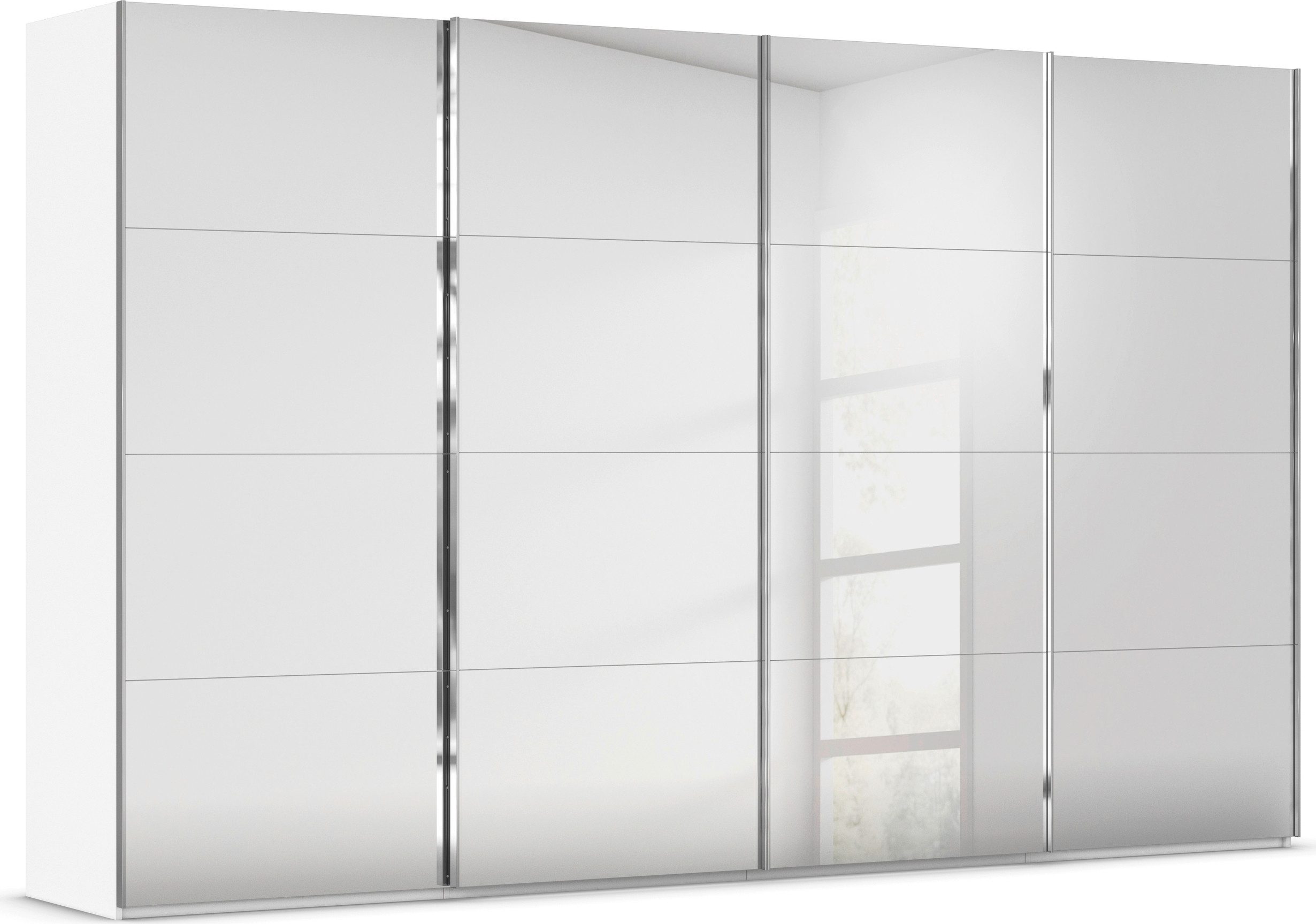 rauch Schwebetürenschrank Kleiderschrank Schrank Garderobe Schlafzimmerschrank SCALE-FYRA edle viergeteilte Türen, Spiegelfront und viele Farben MADE IN GERMANY
