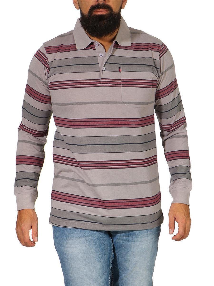 EloModa Poloshirt Herren Polo Shirt Langarm Longsleeve mit Brusttaschen Gr. M L XL 2XL (1-tlg) Grau