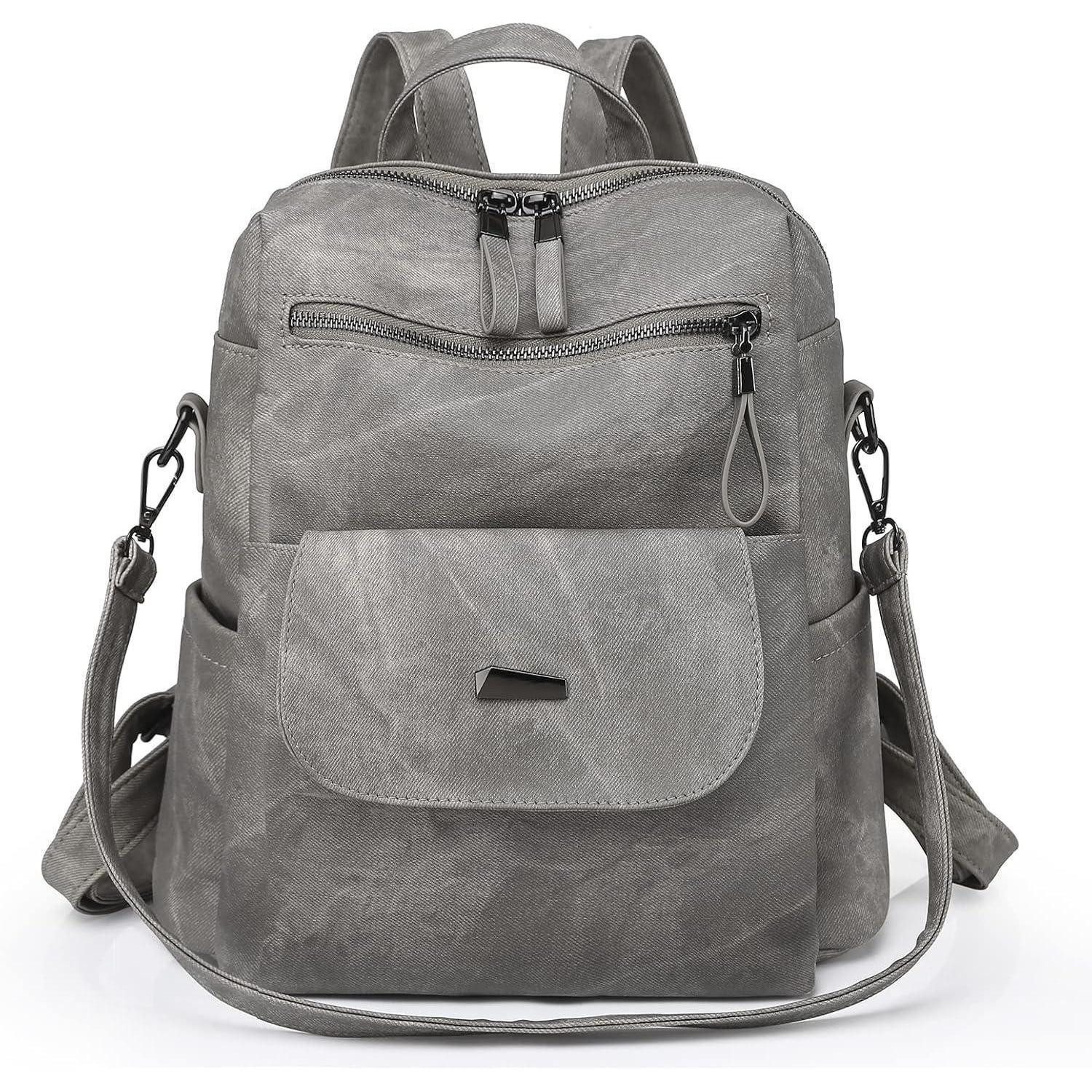 LuxusKollektion Freizeitrucksack Rucksack Frauen Antidiebstahl Wasserdicht Leichtgewicht PU Grau