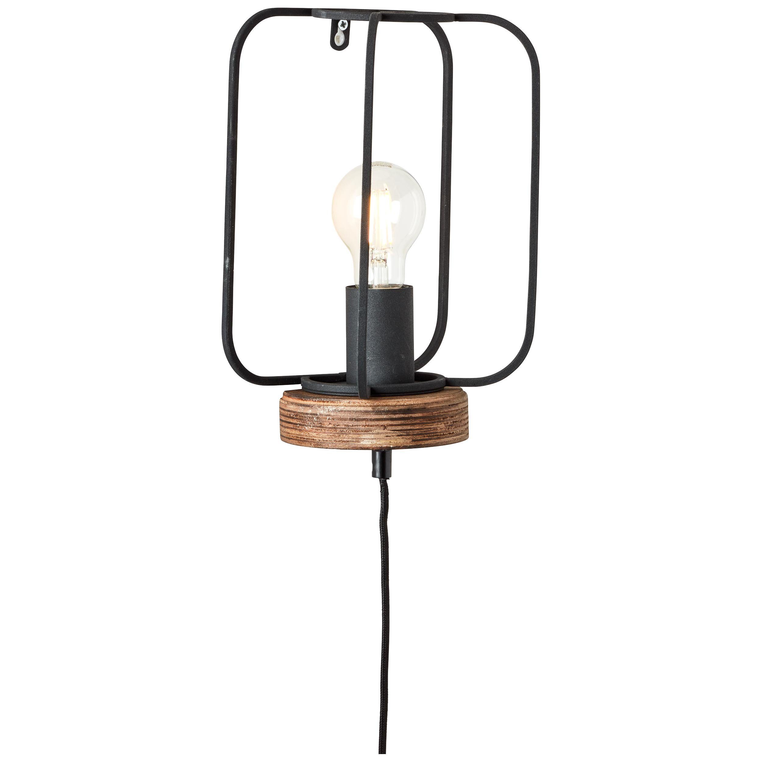 Brilliant Wandleuchte Tosh, ohne Leuchtmittel, mit Zuleitung antik holz/schwarz korund