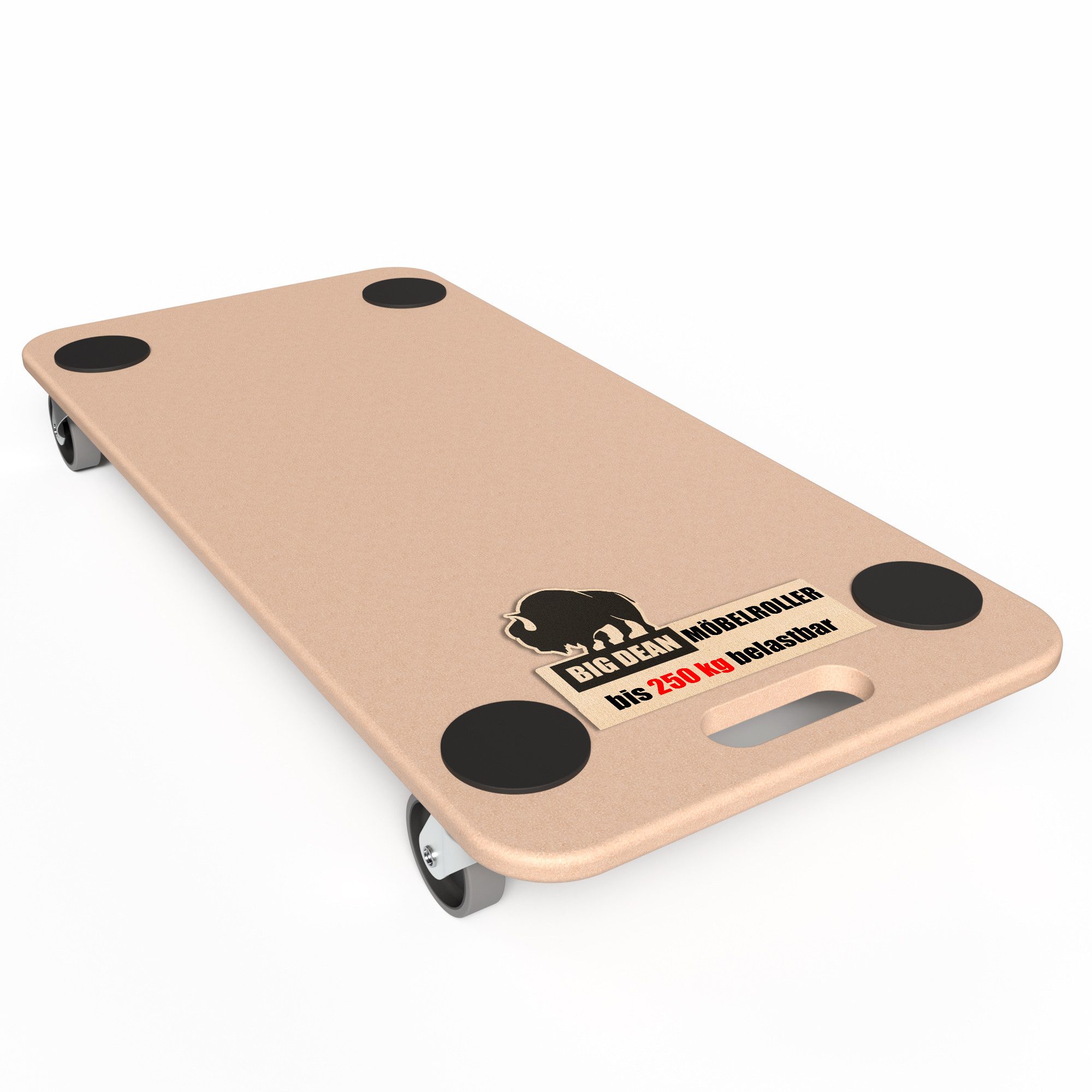 BigDean Schwerlastrolle Materialtransporter 250kg Schwerlast Möbelroller, (Set, 1-St., Möbelroller), Möbelhund, Möbelroller, MDF-Natur, Antirutschpads, Sanfte TPE-Rollen