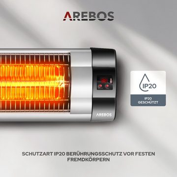 Arebos Heizstrahler 2.500 W Infrarot mit Fernbedienung, 3 Heizstufen, LED-Anzeige, 24 Std. Timer