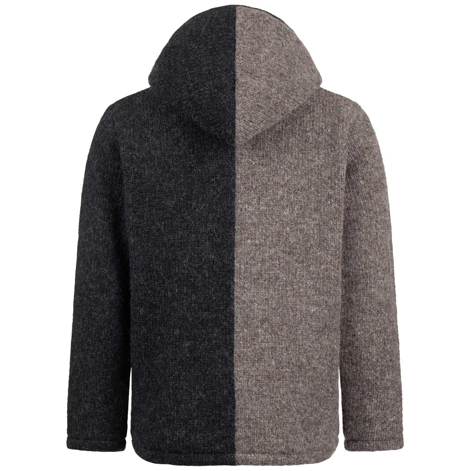 ALMHUBER Strickjacke Herren Strickjacke Schurwolle Nordisch + Kapuze Winterjacke Wolljacke