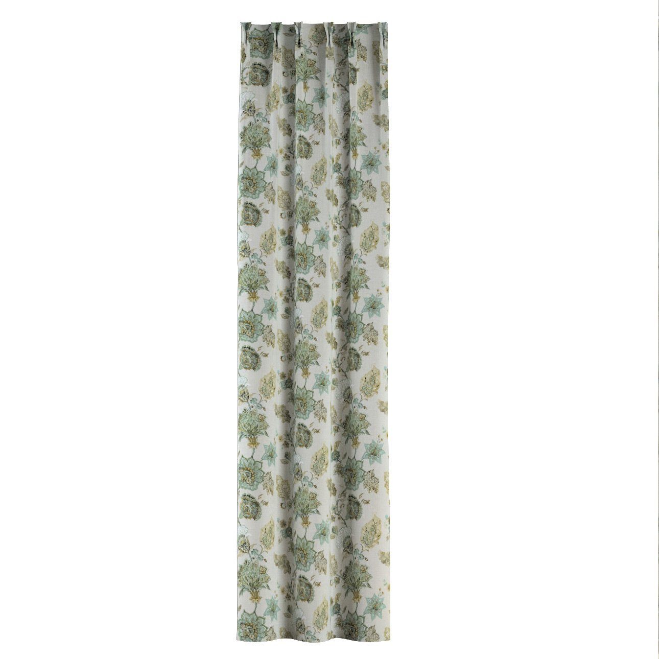 Dekoria Vorhang Vorhang 70 cm, 2-er Falten flämischen x grau-beige mit Flowers, 100
