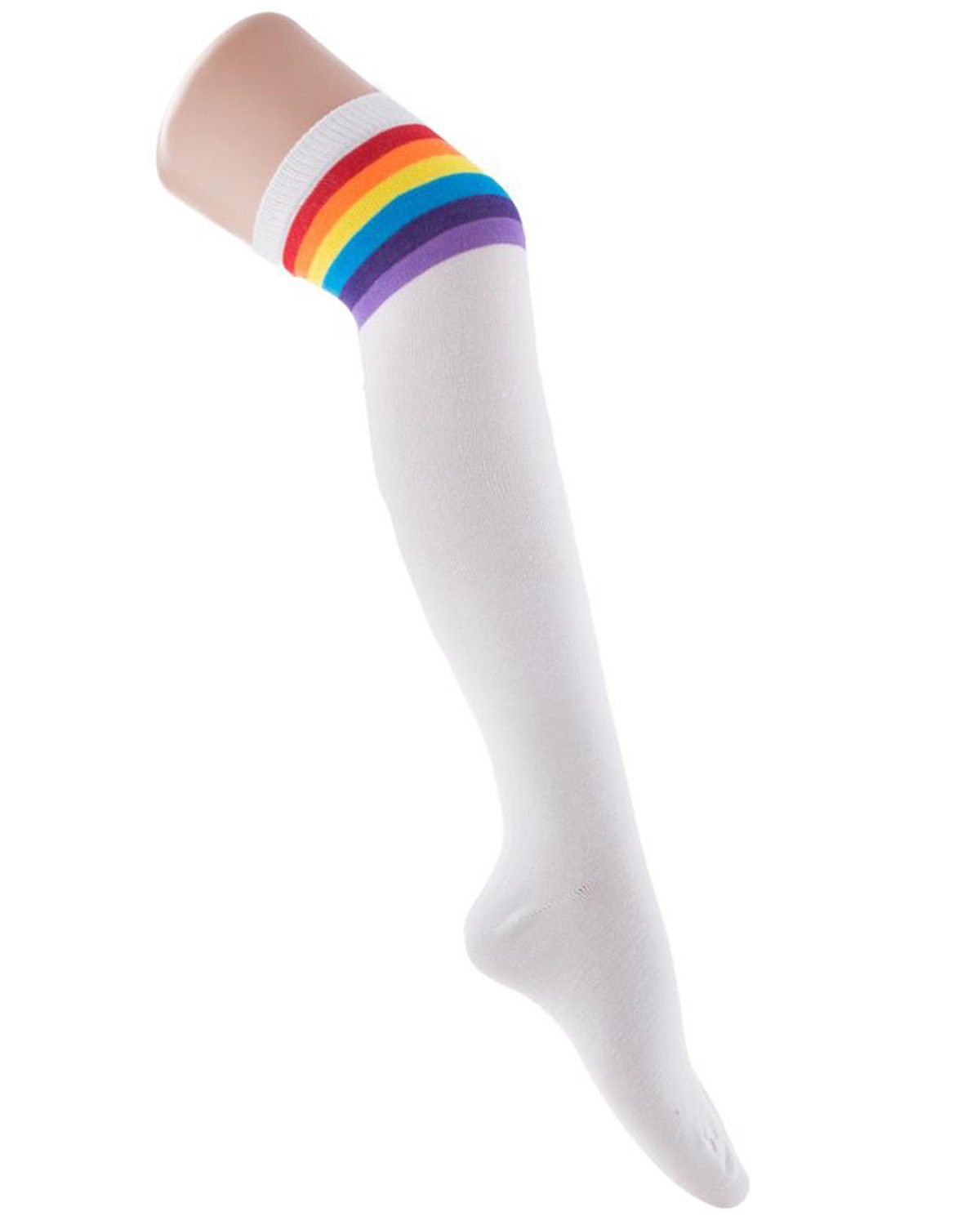 Kostüm Overknees Kniestrümpfe 'Einhorn' mit Regenbogen