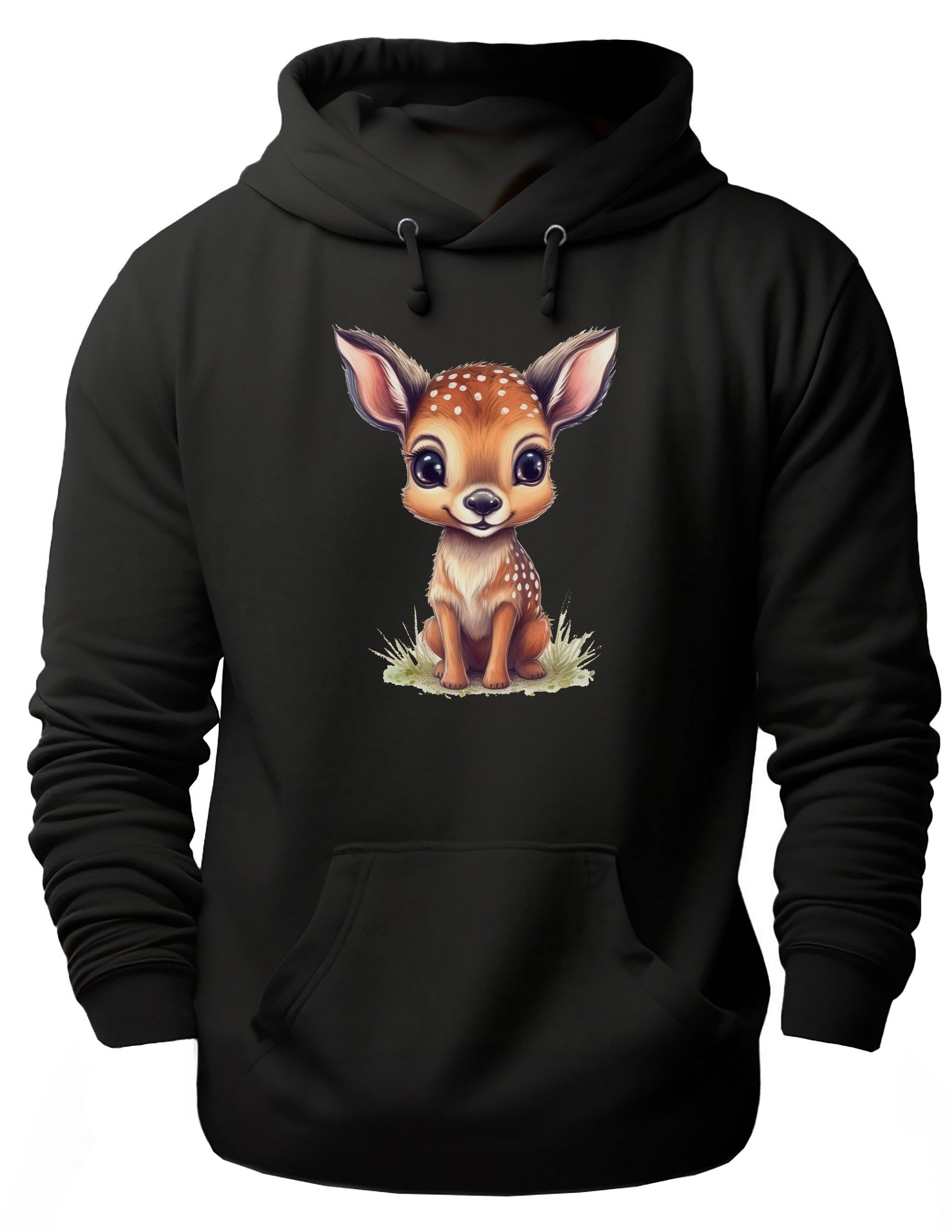 MyDesign24 Hoodie Wildtier Kapuzen Pulli - Reh Herren und Damen Kapuzensweater - Tier Hoodie i269