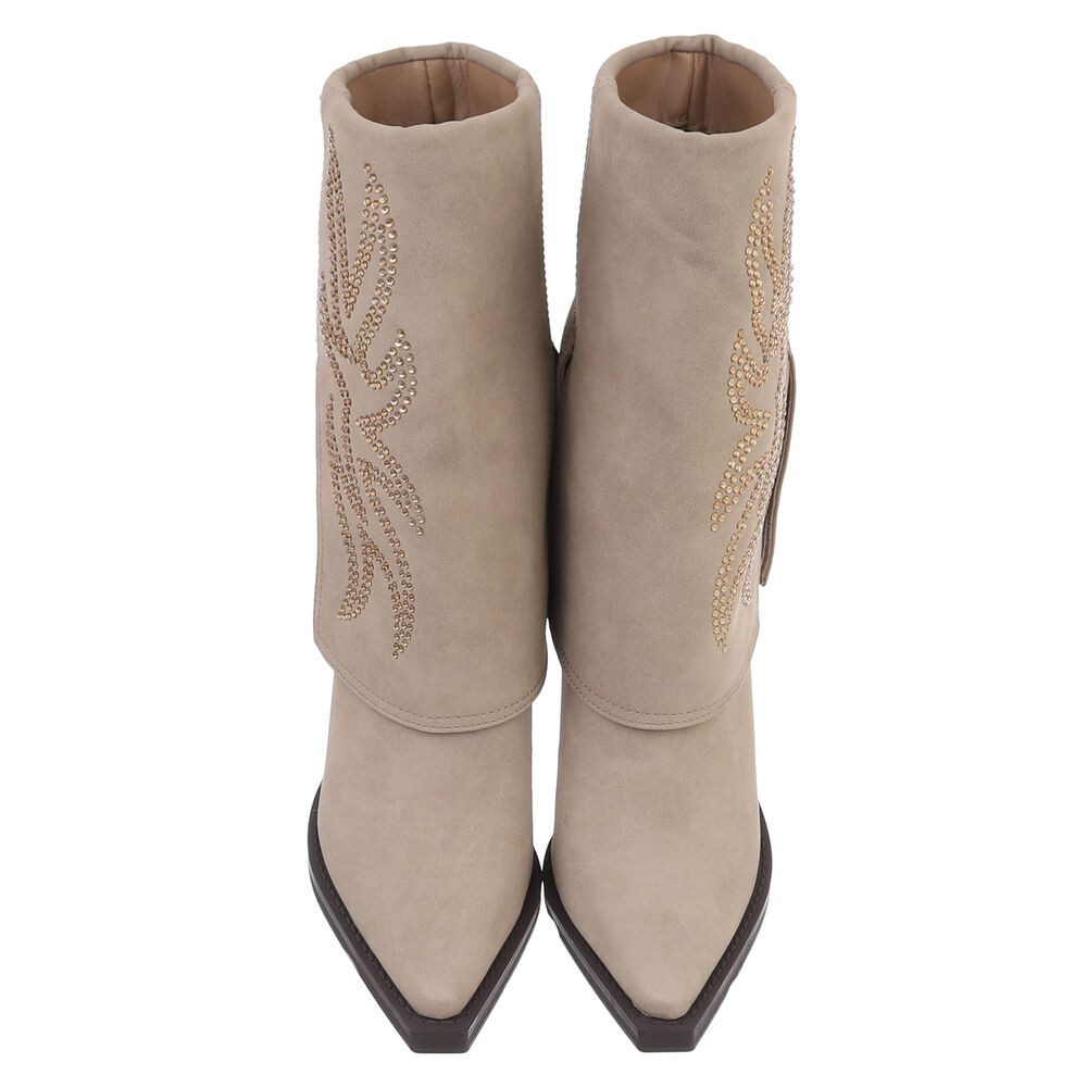 Ital-Design Damen Cowboyboots Western Westernstiefel (87740374) Blockabsatz Stiefel in Beige