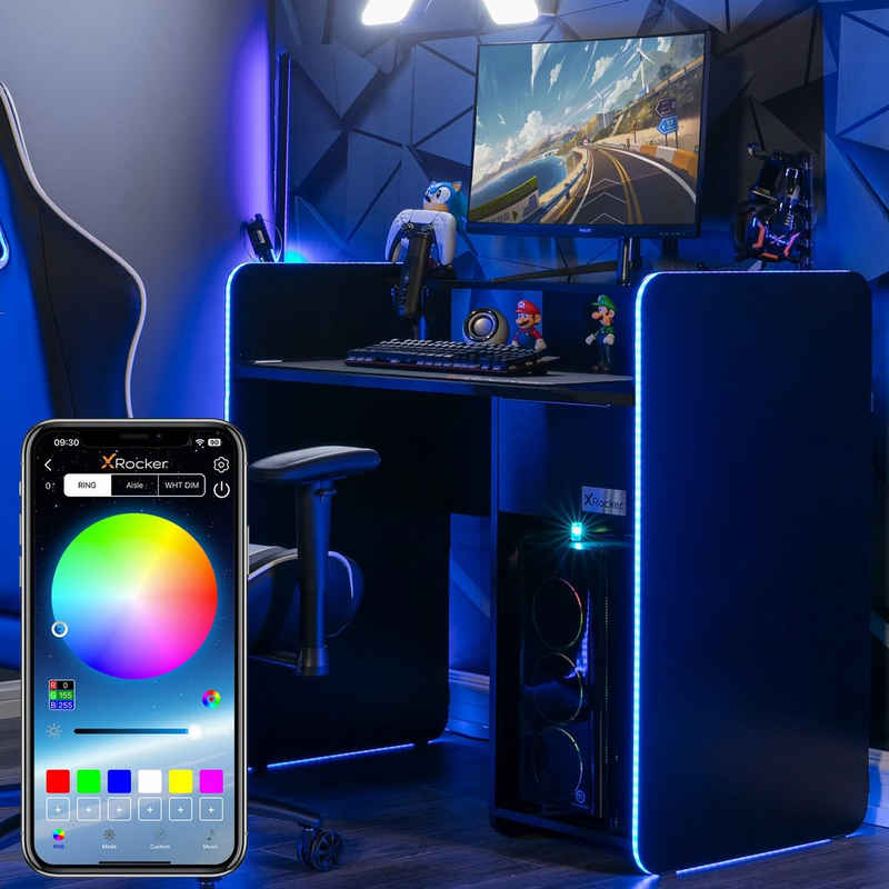 X Rocker Gamingtisch Electra Gaming Schreibtisch mit RGB-Beleuchtung & Wireless Charging