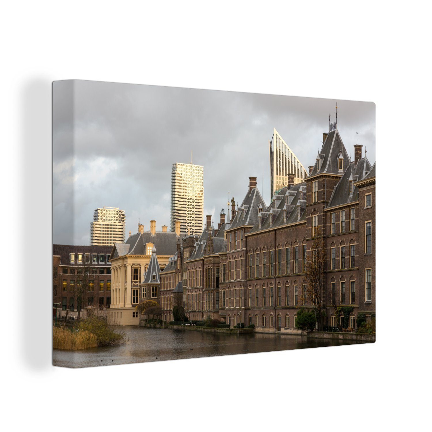 OneMillionCanvasses® Leinwandbild Den Haag - Innerer Gerichtshof - Wolken, (1 St), Wandbild Leinwandbilder, Aufhängefertig, Wanddeko, 30x20 cm