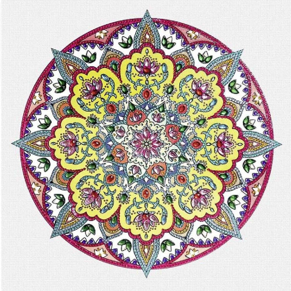 Kreativset mit Mandala URSUS notwendigen selbstgestalten, zum (Diamanten-Mandala, Painting gelb-rot-weiß Diamond allem Zubehör)