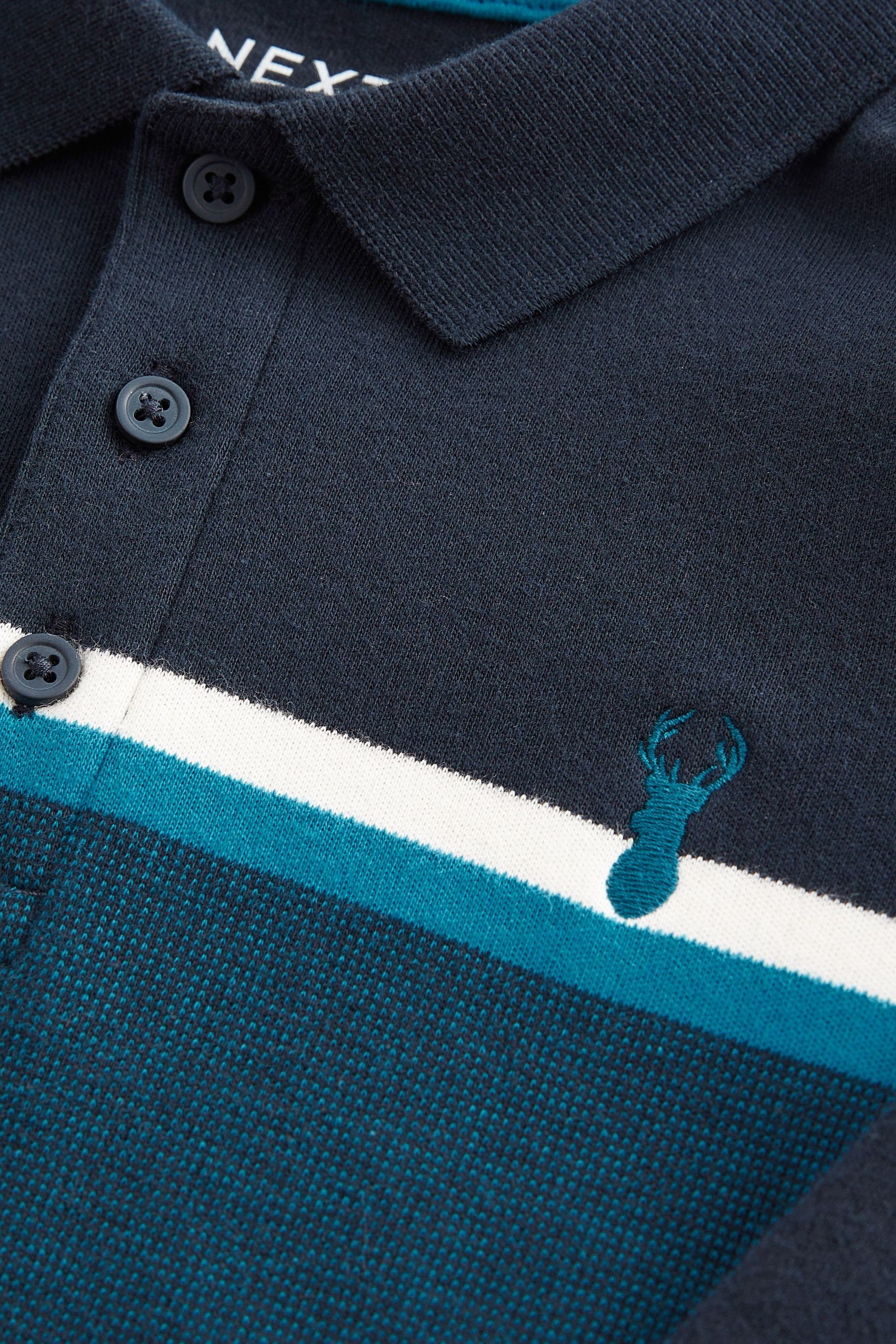 (1-tlg) Next Langärmeliges Blue Poloshirt Blockfarben Teal/Navy in Langarm-Poloshirt