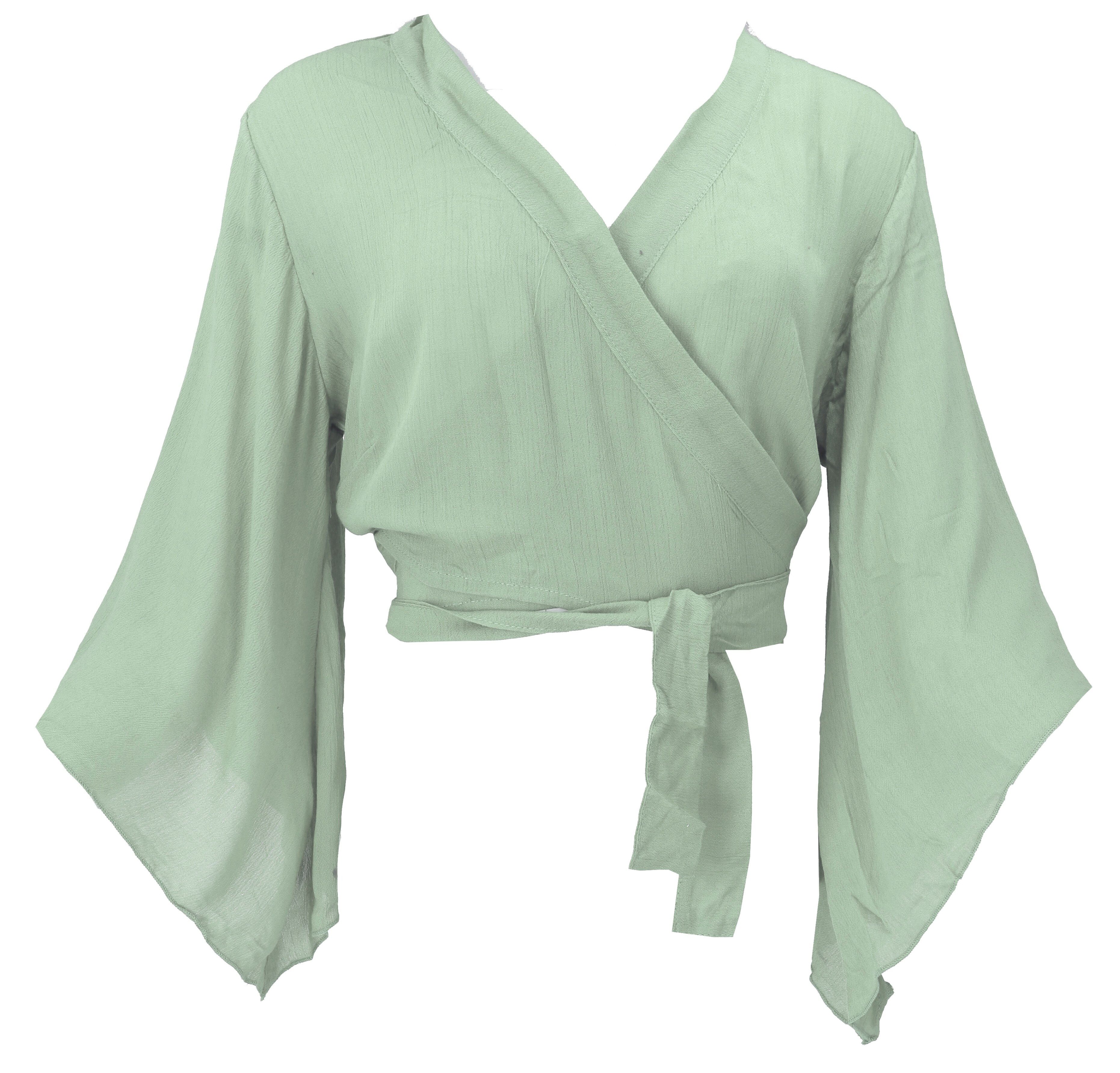 Guru-Shop Longbluse Kurztop, Boho Blusentop, Wickeltop, günstig online kaufen
