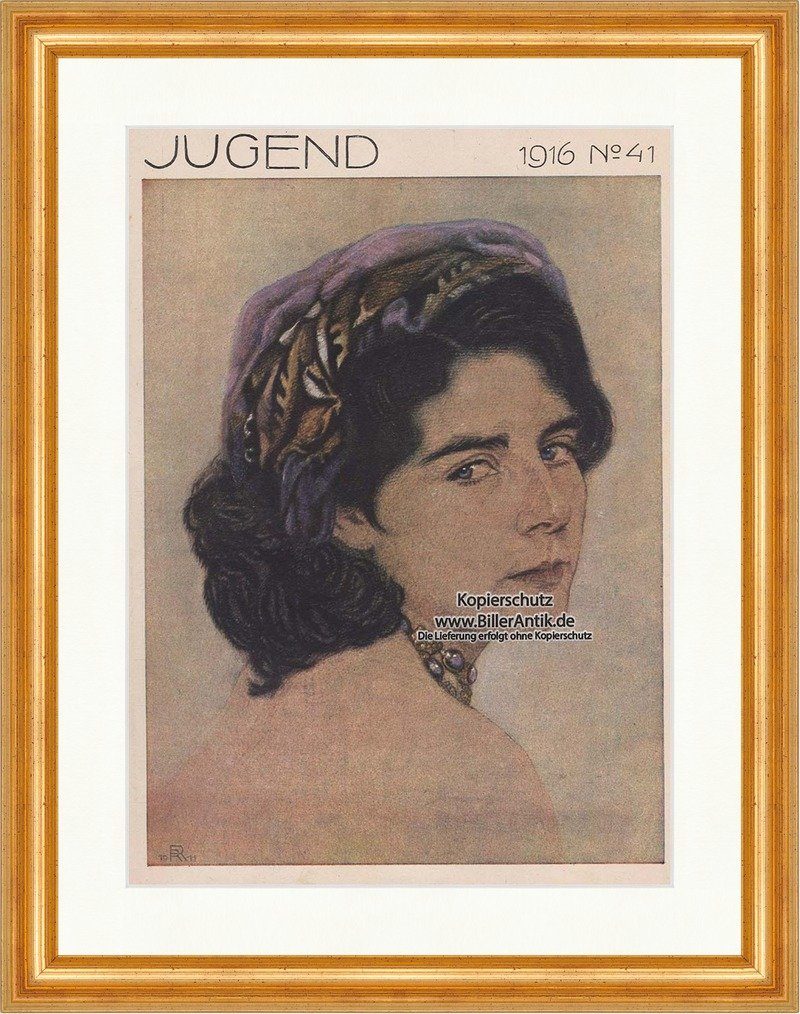 Kunstdruck Titelseite der Nummer 41 der Jugend von 1916 Jugendstil Jugend 1112 Ge, (1 St)