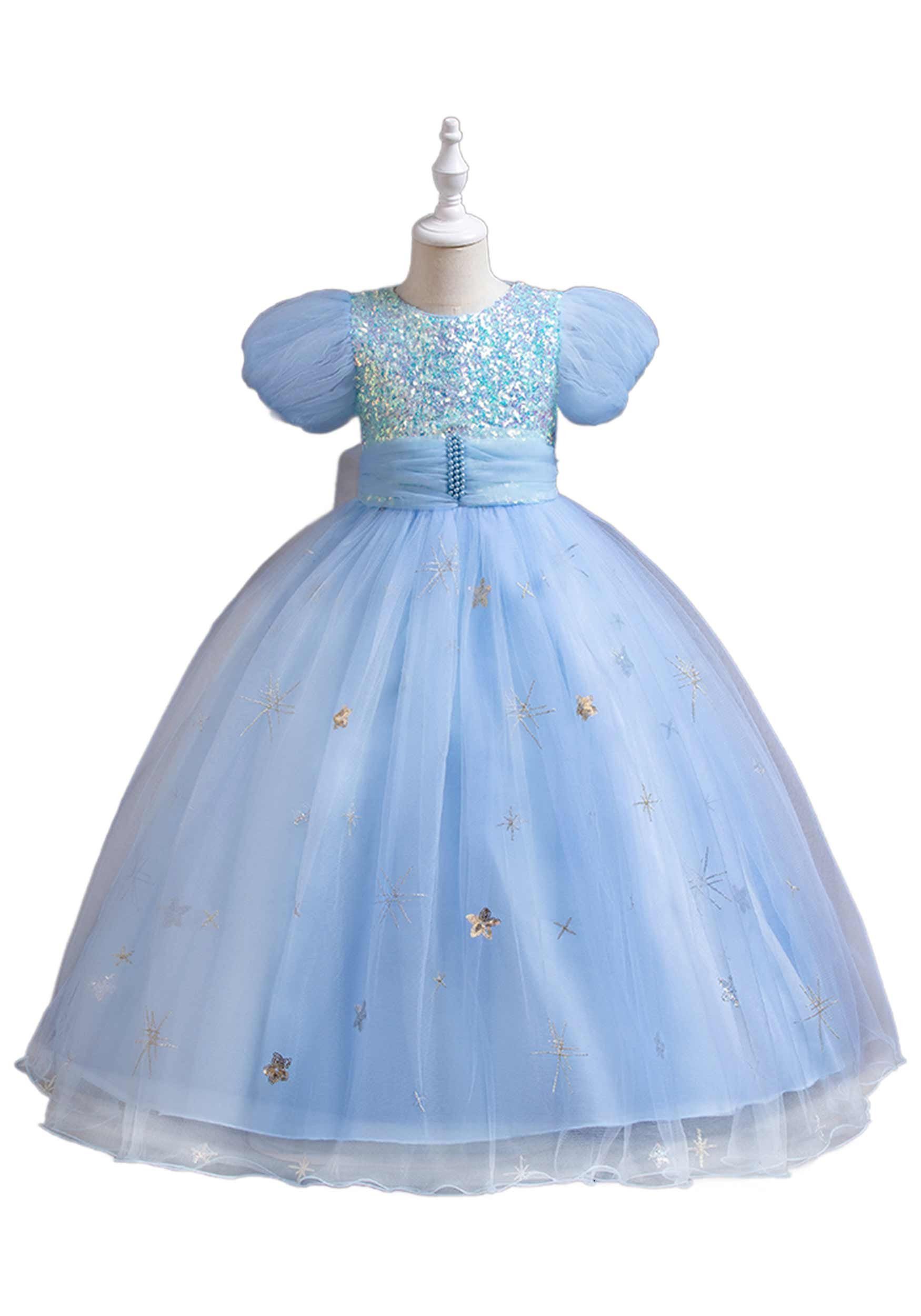 Daisred Abendkleid Tüllkleider Mädchen Prinzessinnenkleider Geburtstagsparty Blau