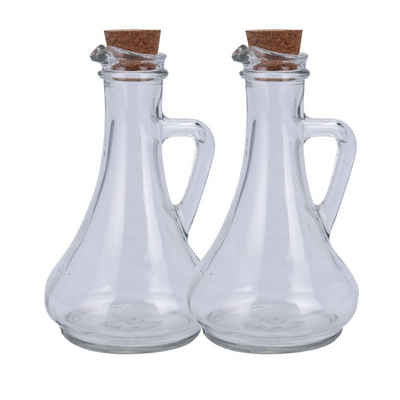 Neuetischkultur Vorratsglas 2 x Glasflaschen mit Korken für Essig oder Öl, Glas, (Set, 2-tlg., 2 Glasflaschen mit Korken (ohne Inhalt), Glaskrug Ölflasche Essigflasche