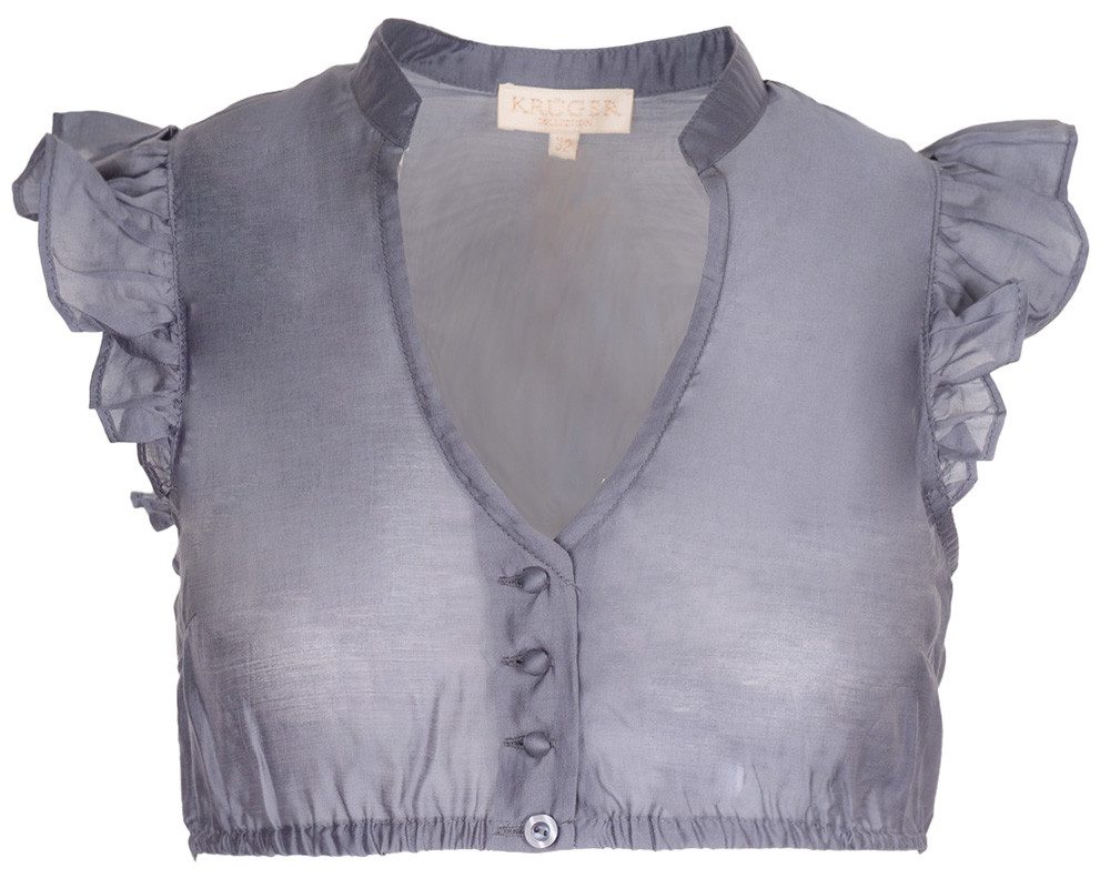 KRÜGER COLLECTION Dirndlbluse Dirndlbluse Leda Flügelarm blau