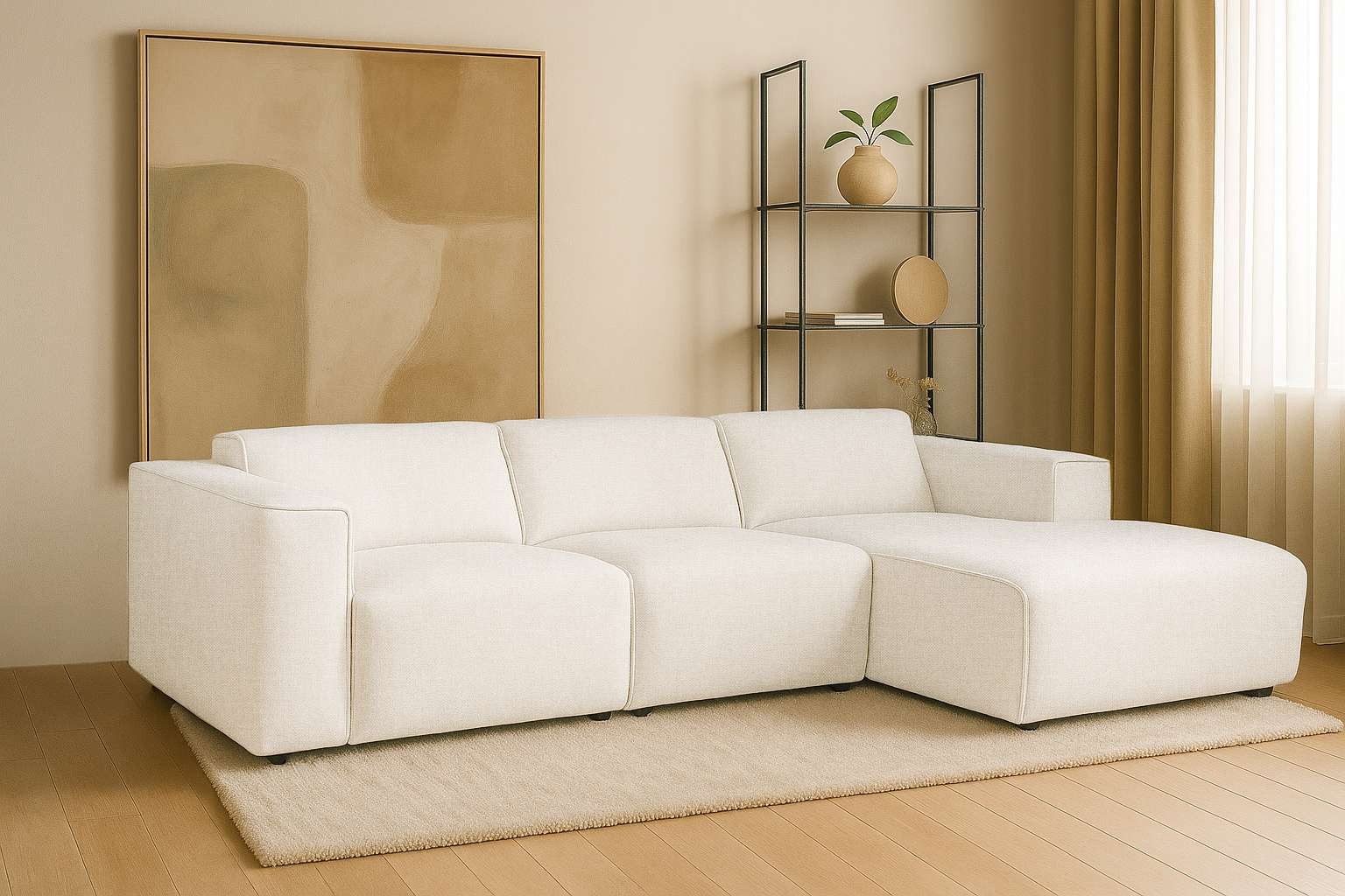 Home affaire Ecksofa Noord mit Kedernaht, Breite 281 cm, L-Form, Cord, Struktur, Webstoff, mit Wellenunterfederung, Massivholzrahmen