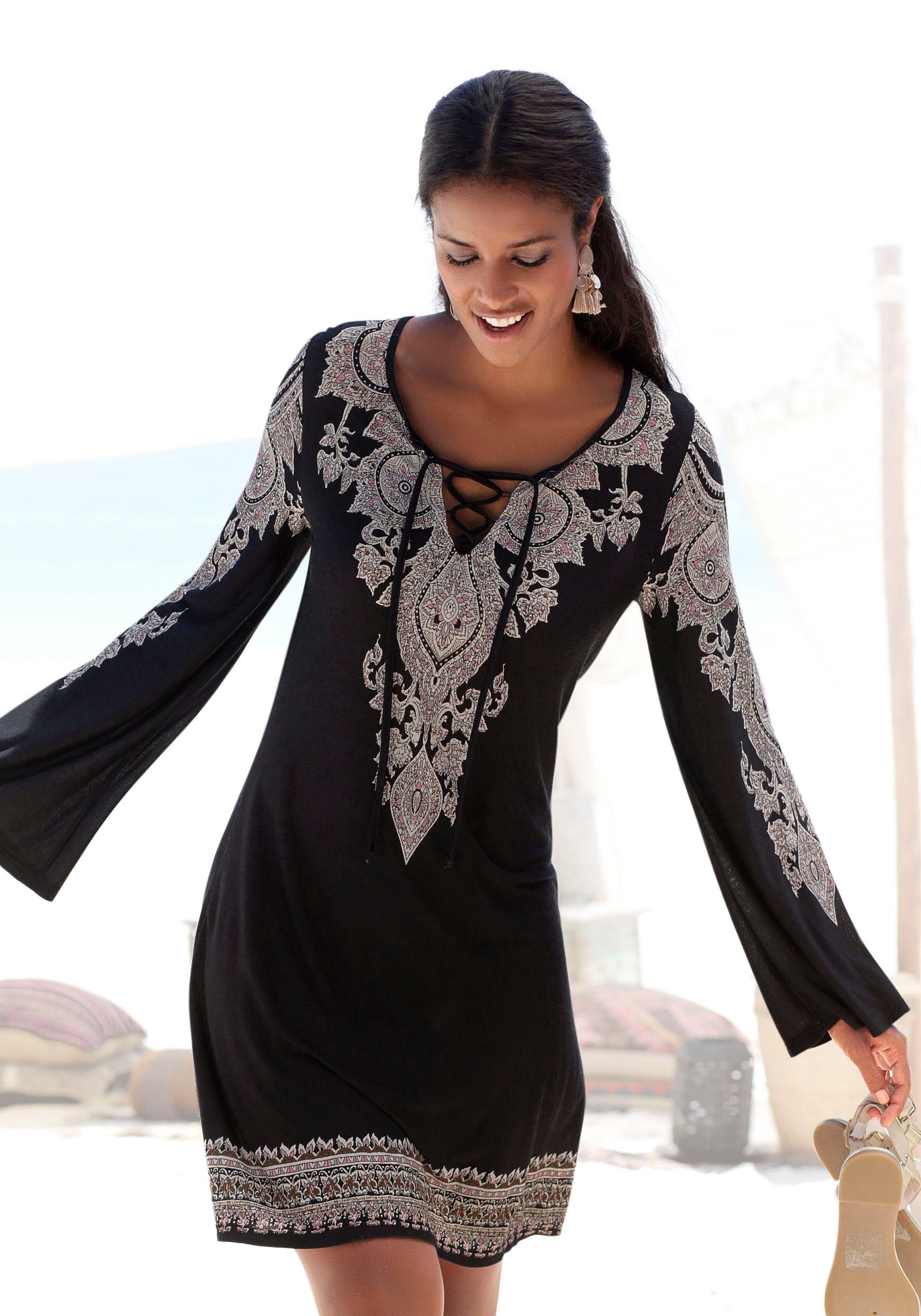 LASCANA Jerseykleid mit Bordürendruck online kaufen | OTTO