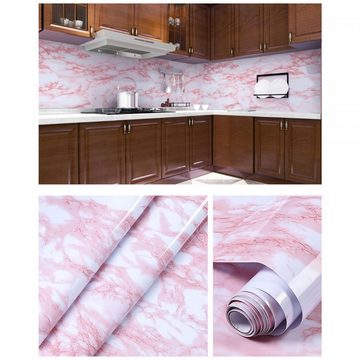 Lubgitsr Wandpaneel Rosa Klebefolie Marmor Folie 40cmx1m Abziehen und Aufkleben Tapete