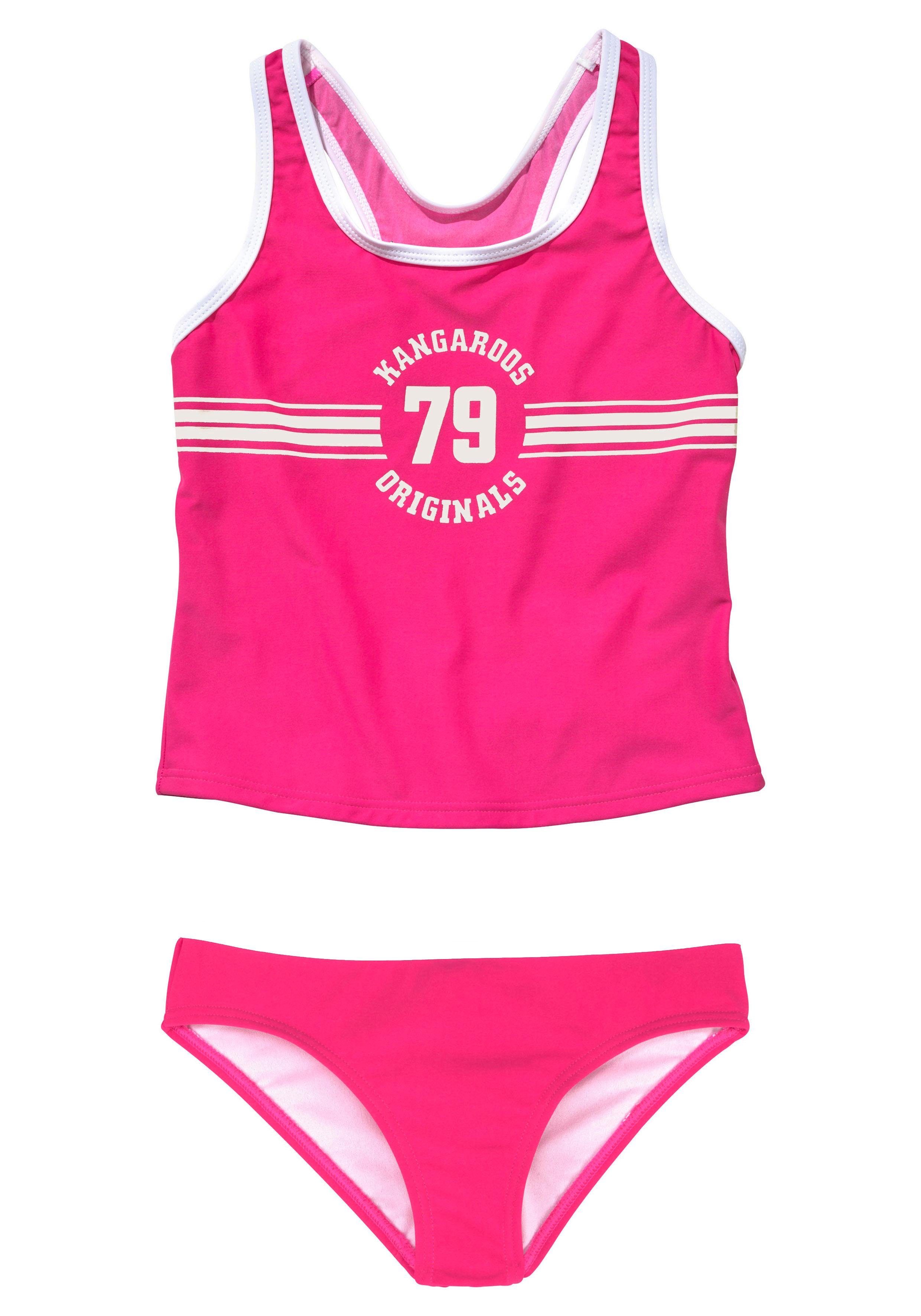 KangaROOS Tankini Sporty mit sportlichem Frontdruck pink
