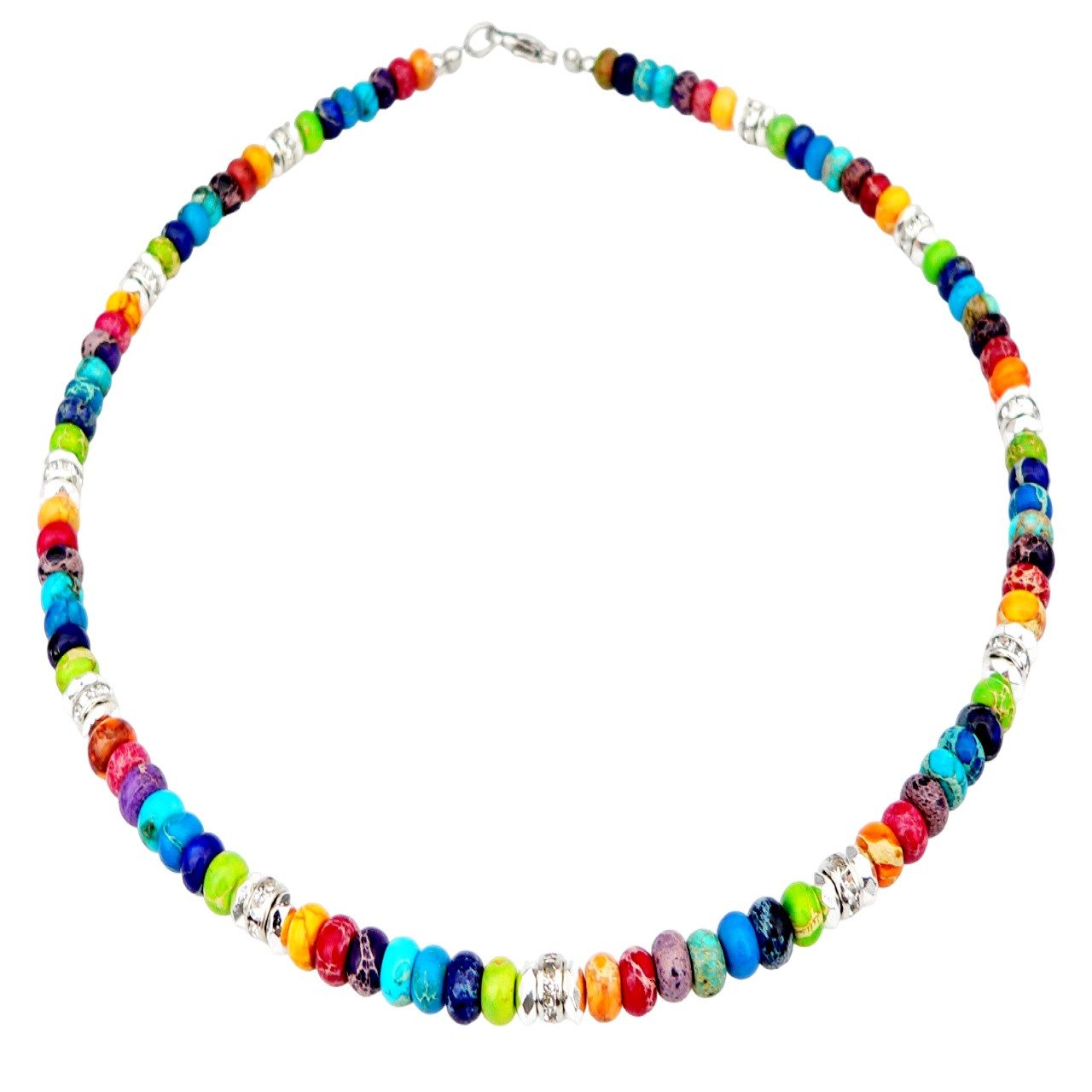 traumschmuck Collier 042b Collier Edelstein Imperial Jaspis Rondell Strass bunt (inkl Ювелирные изделияbox), handgefertigt, Made in Germany