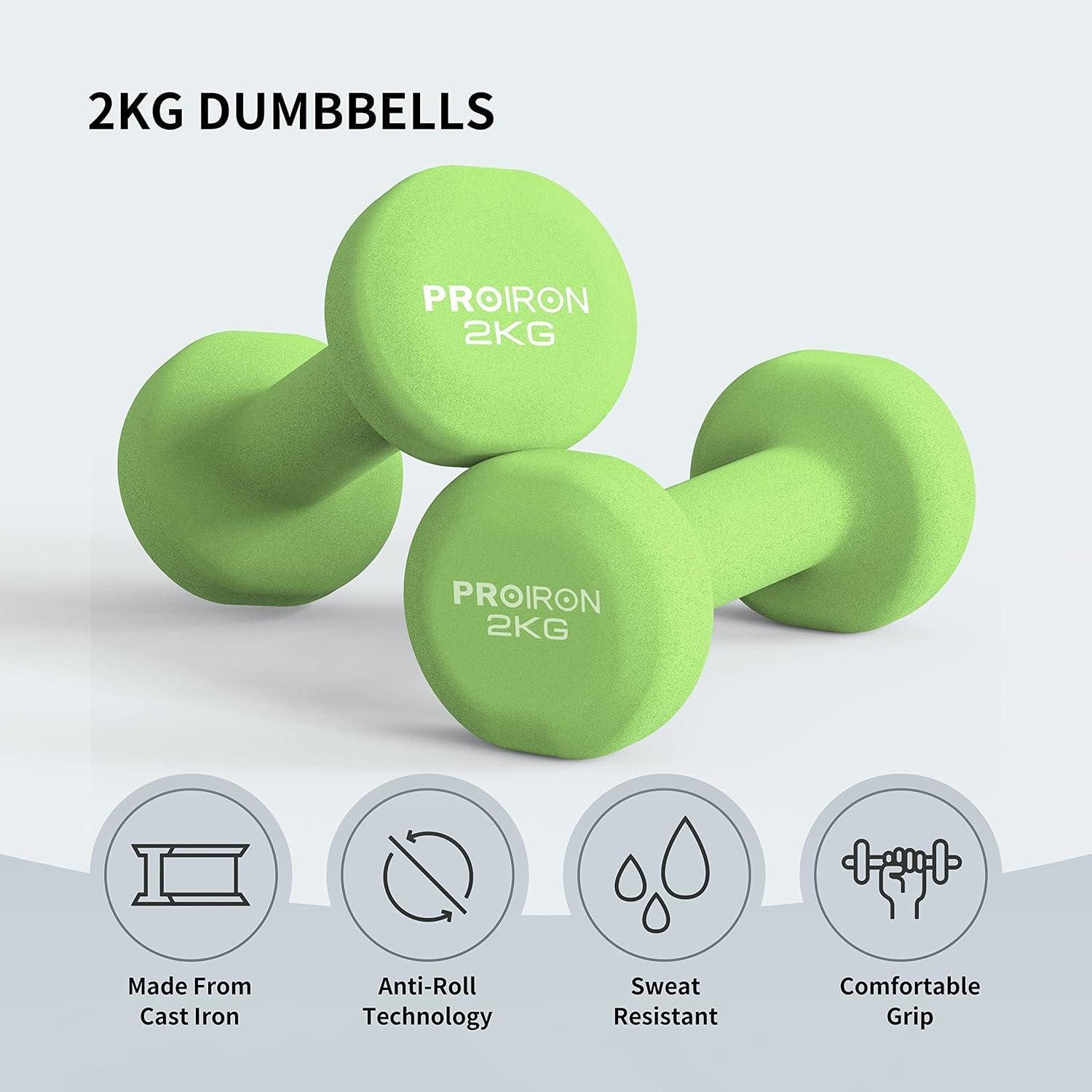 PROIRON Hantel-Set Neopren Kurzhanteln Set Frauen 2x2KG Gym Yoga Kinder