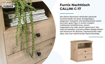 Furnix Nachttisch CALLINI C-17 Kommode mit 2 Schubladen und offene Ablage Artisan Eiche, B48 x H51 x T 40,6 cm