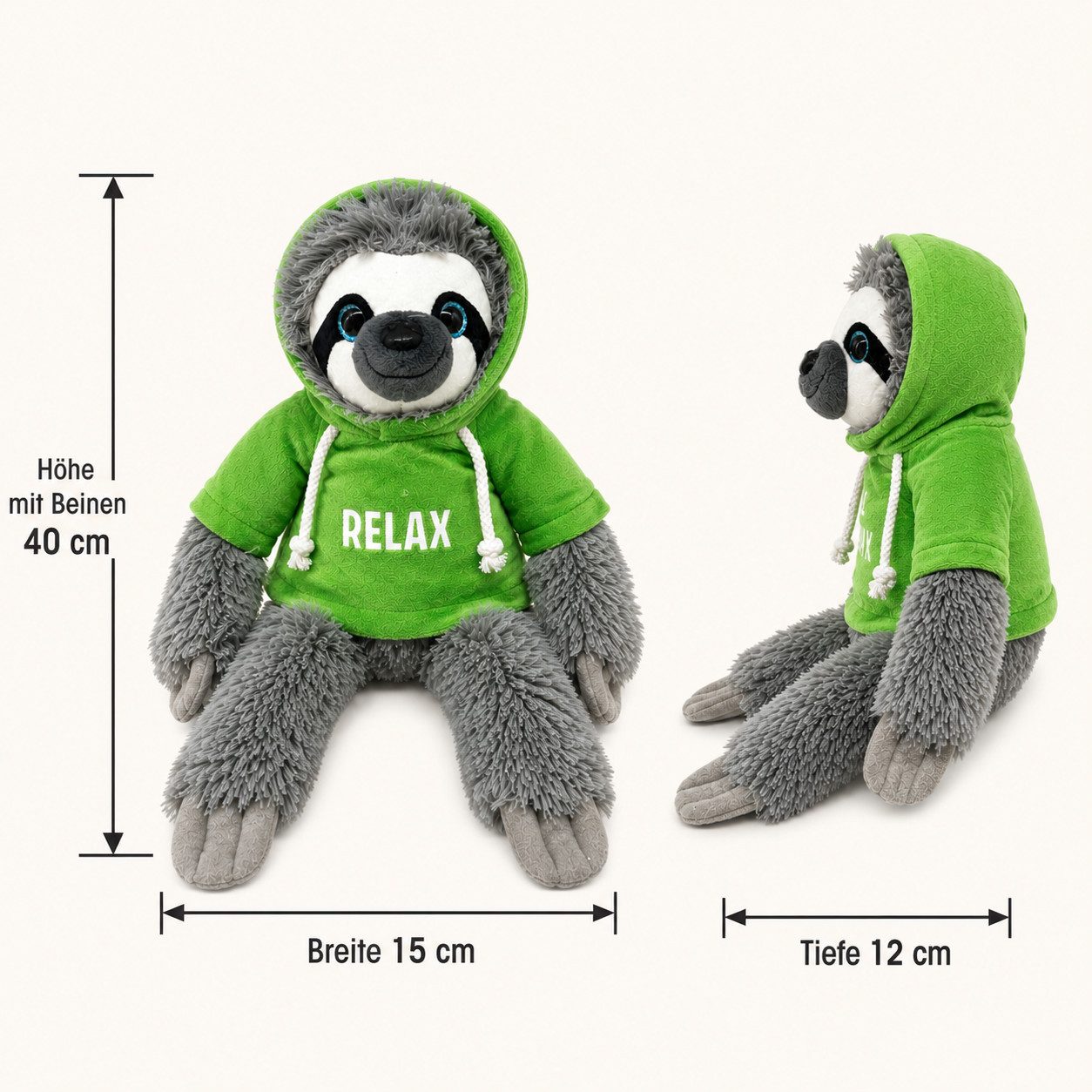 soma Kuscheltier Faultier Kuscheltier grau XXL 40 cm Faultier Plüschtier Relax grün (Set, 1-St., Geschenk-Set), Stofftier Sale Geschenke für Mädchen Jungen Kinder Babys spielen