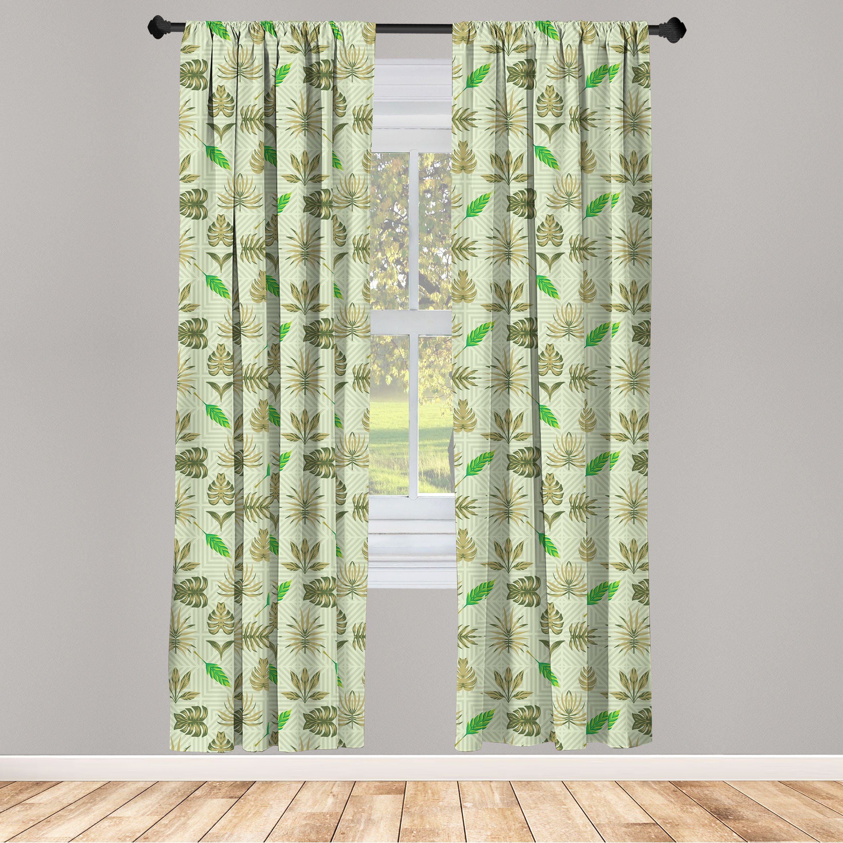 Gardine Vorhang für Wohnzimmer Schlafzimmer Dekor, Abakuhaus, Microfaser, Exotisch Asymmetrische Tropical Leave