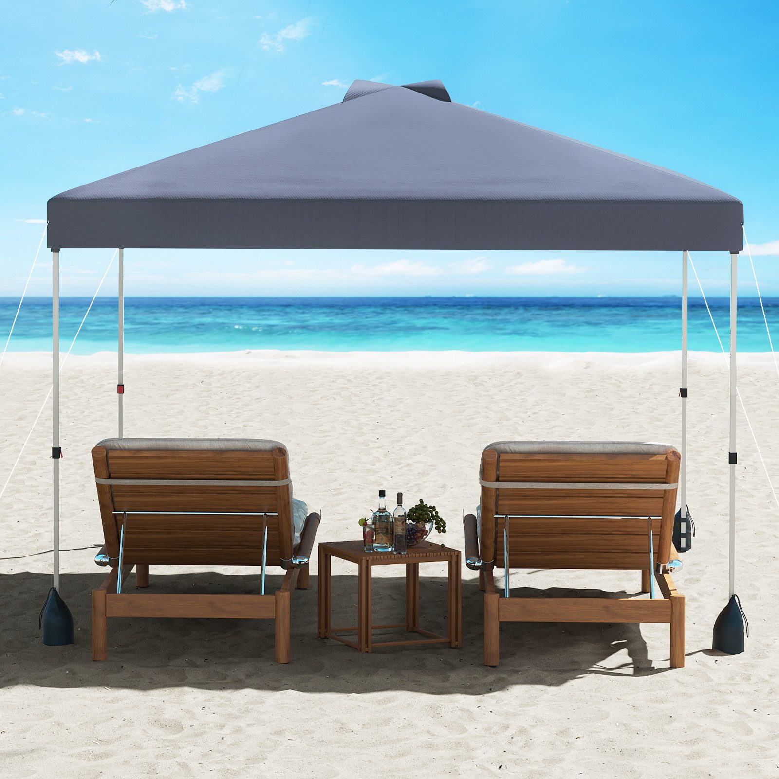 COSTWAY Faltpavillon, 3*3m Pop-up-Gartenzelt mit 1 Seitenwand, UPF50+