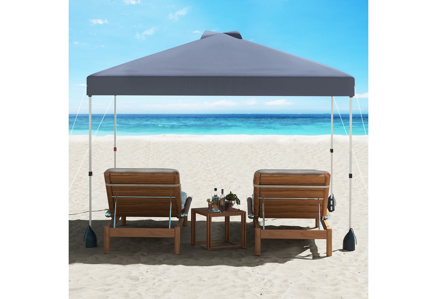 Thumbnail - COSTWAY Faltpavillon, 3*3m Pop-up-Gartenzelt mit 1 Seitenwand, UPF50+